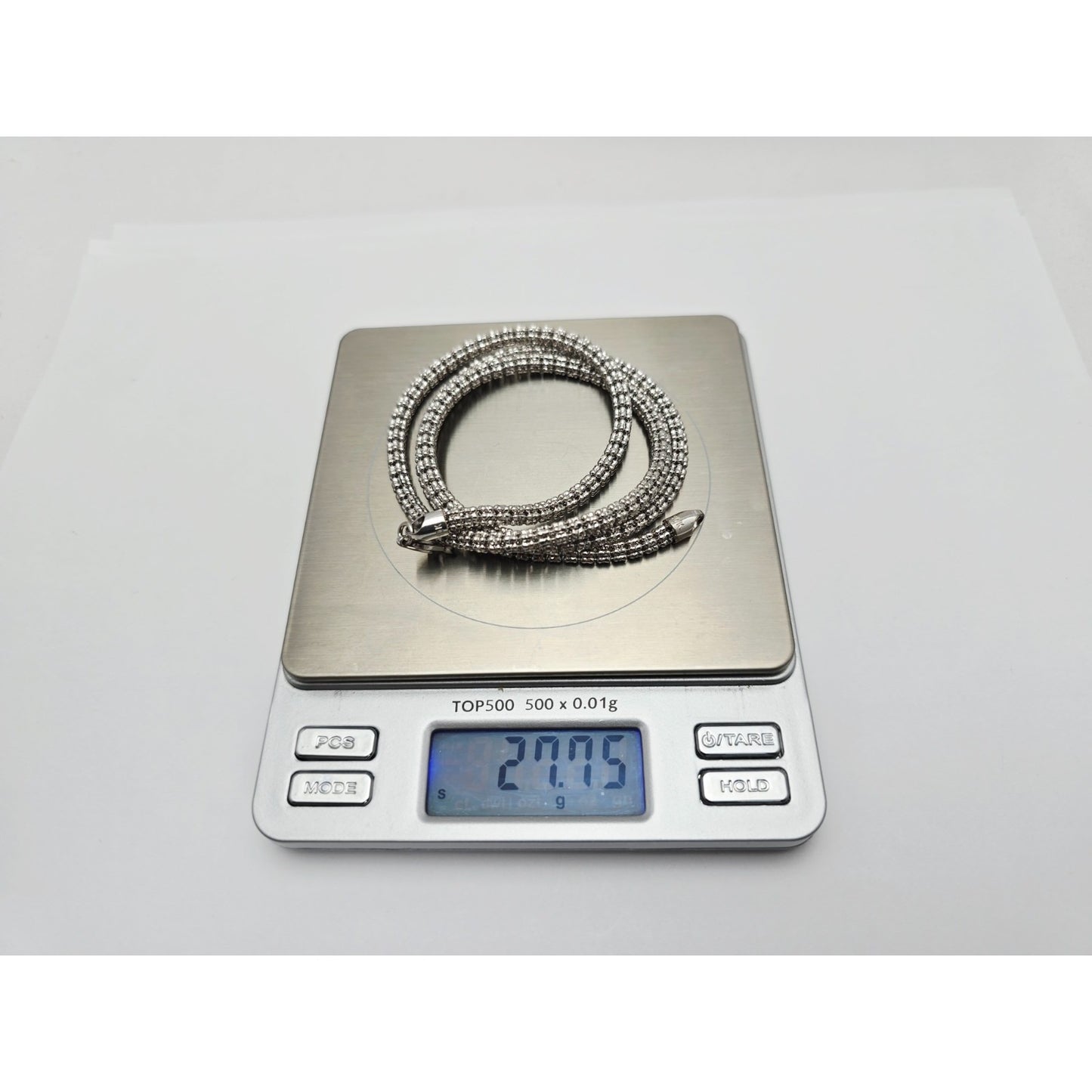 10K White Gold Diamond Cut Ice Link Chain Necklace