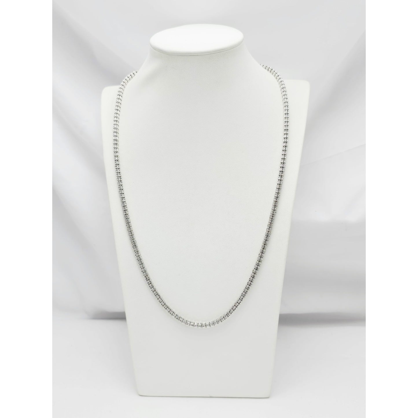 10K White Gold Diamond Cut Ice Link Chain Necklace