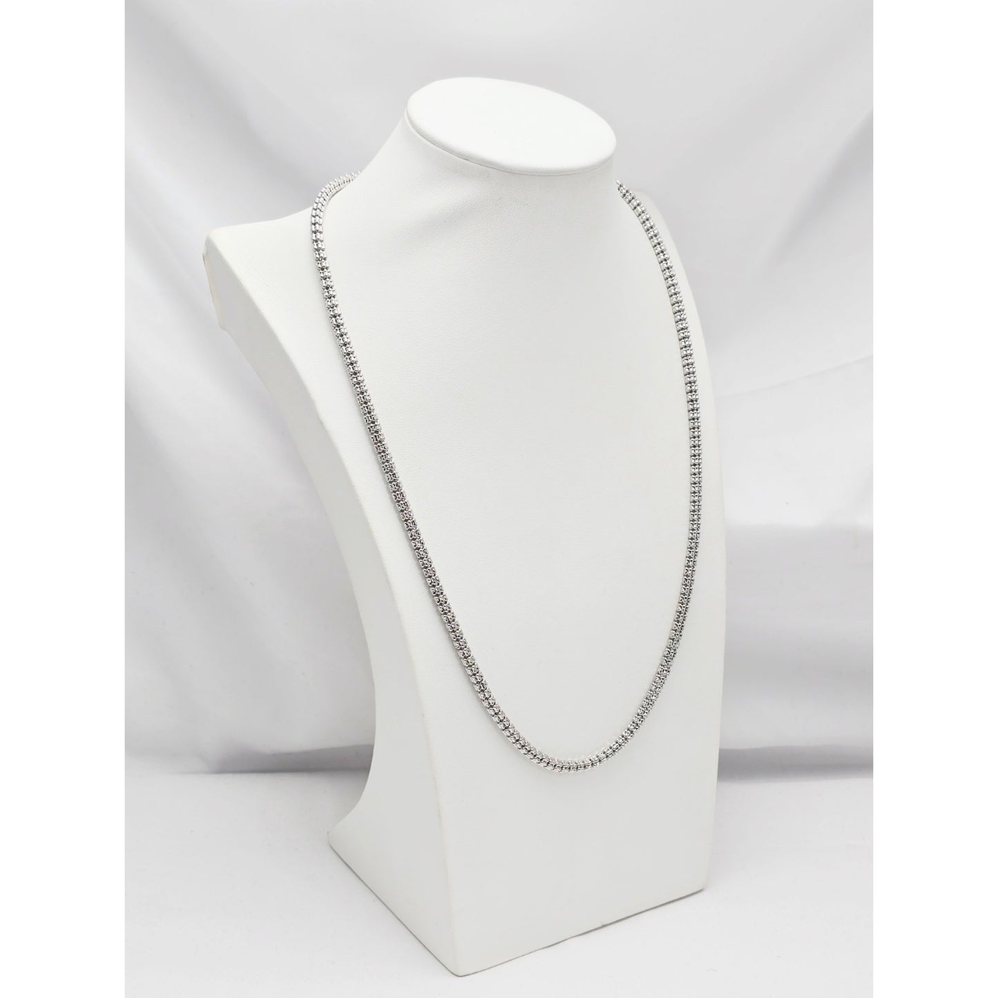 10K White Gold Diamond Cut Ice Link Chain Necklace