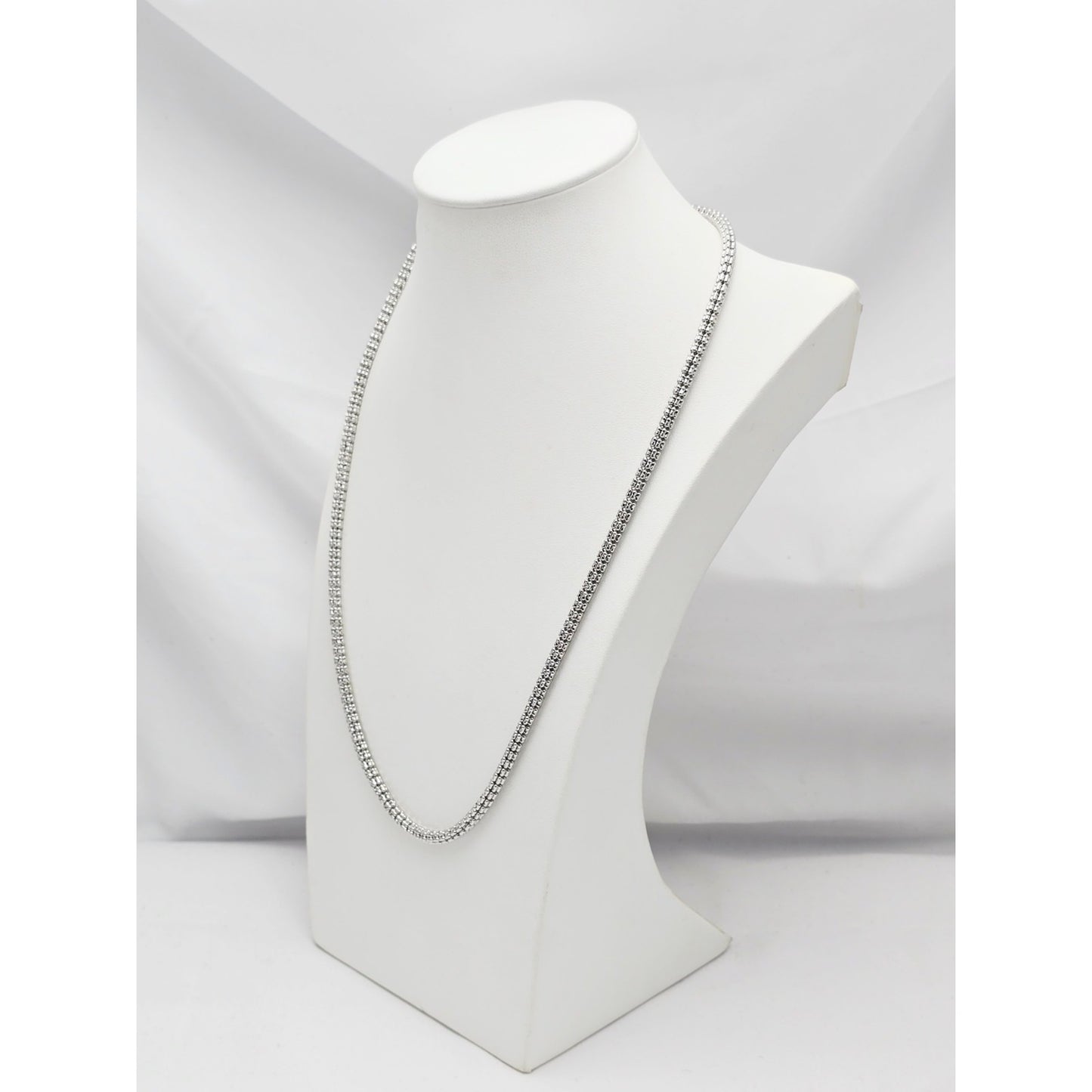 10K White Gold Diamond Cut Ice Link Chain Necklace