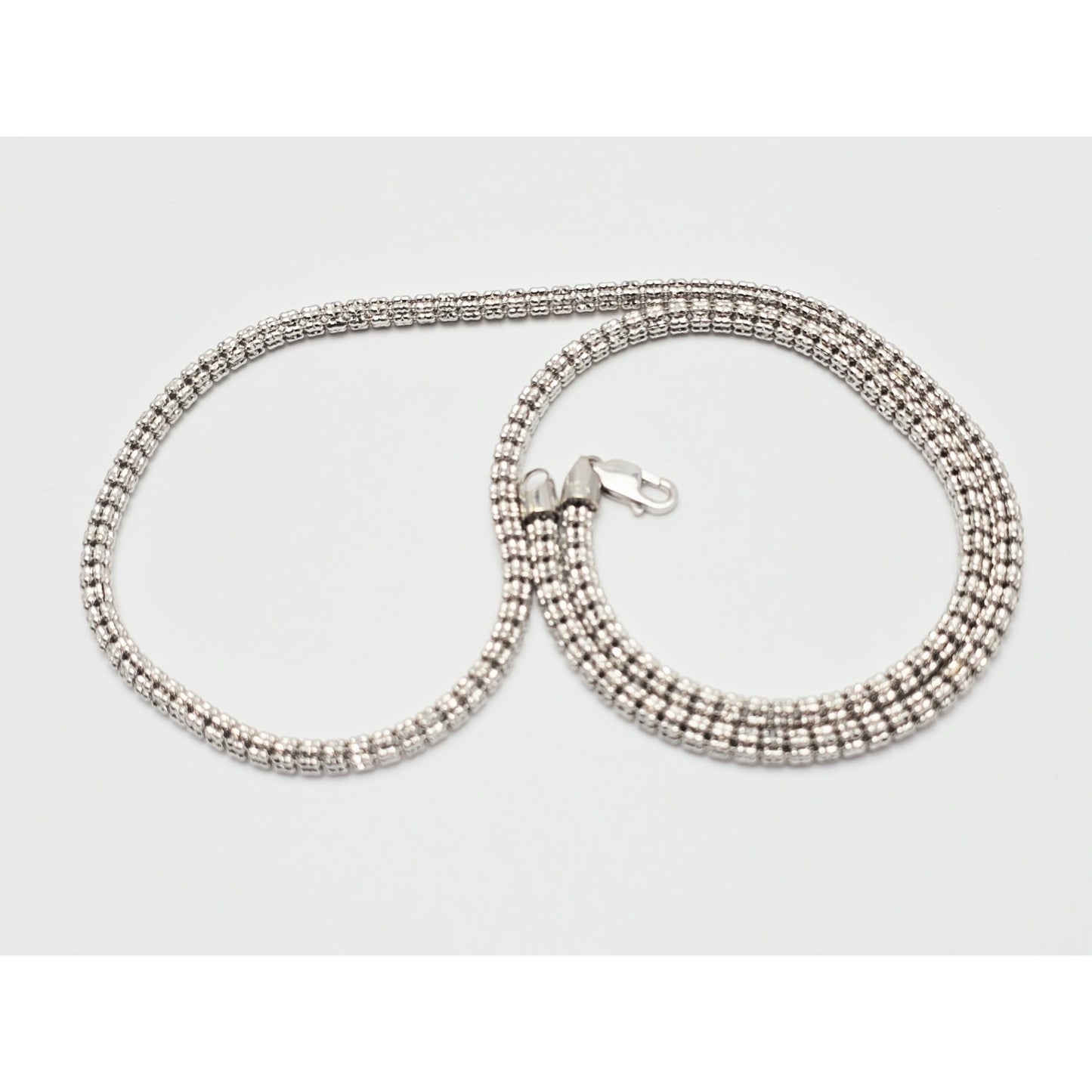 10K White Gold Diamond Cut Ice Link Chain Necklace