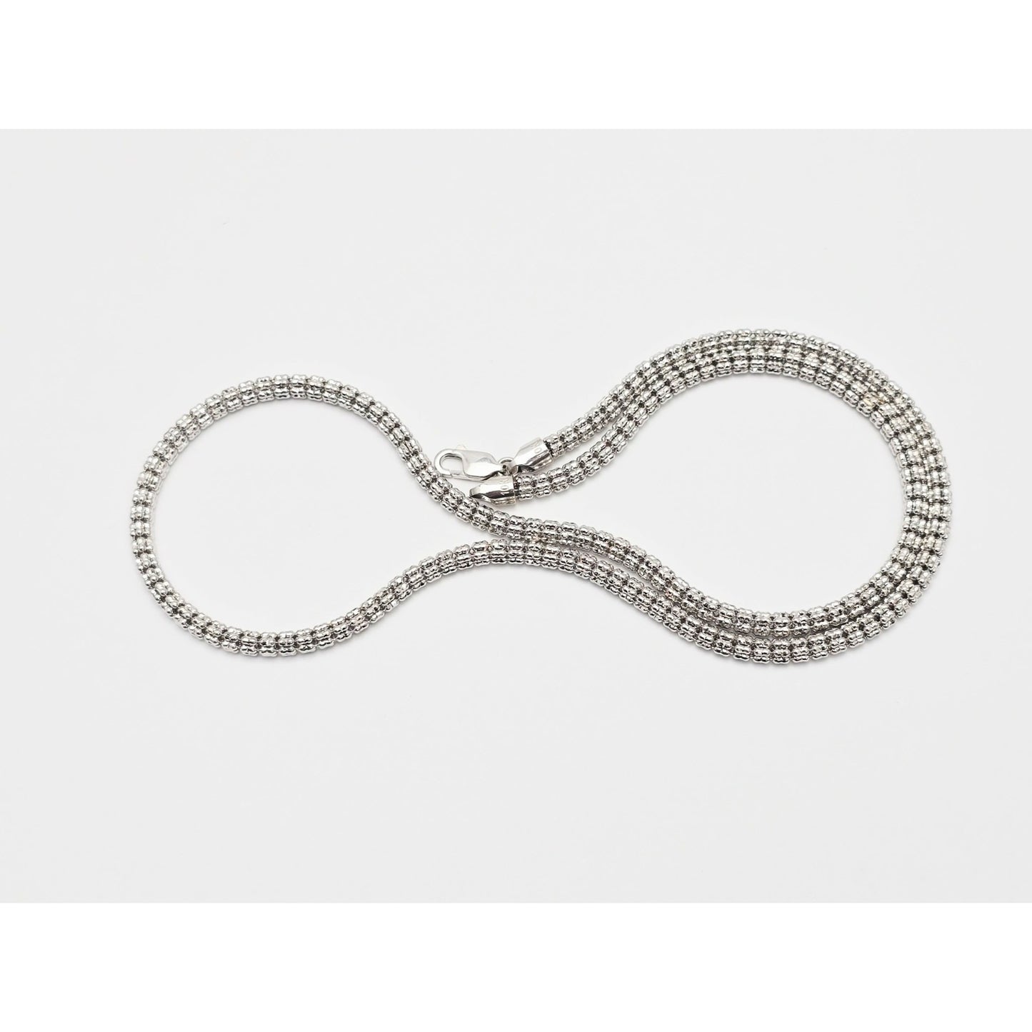 10K White Gold Diamond Cut Ice Link Chain Necklace