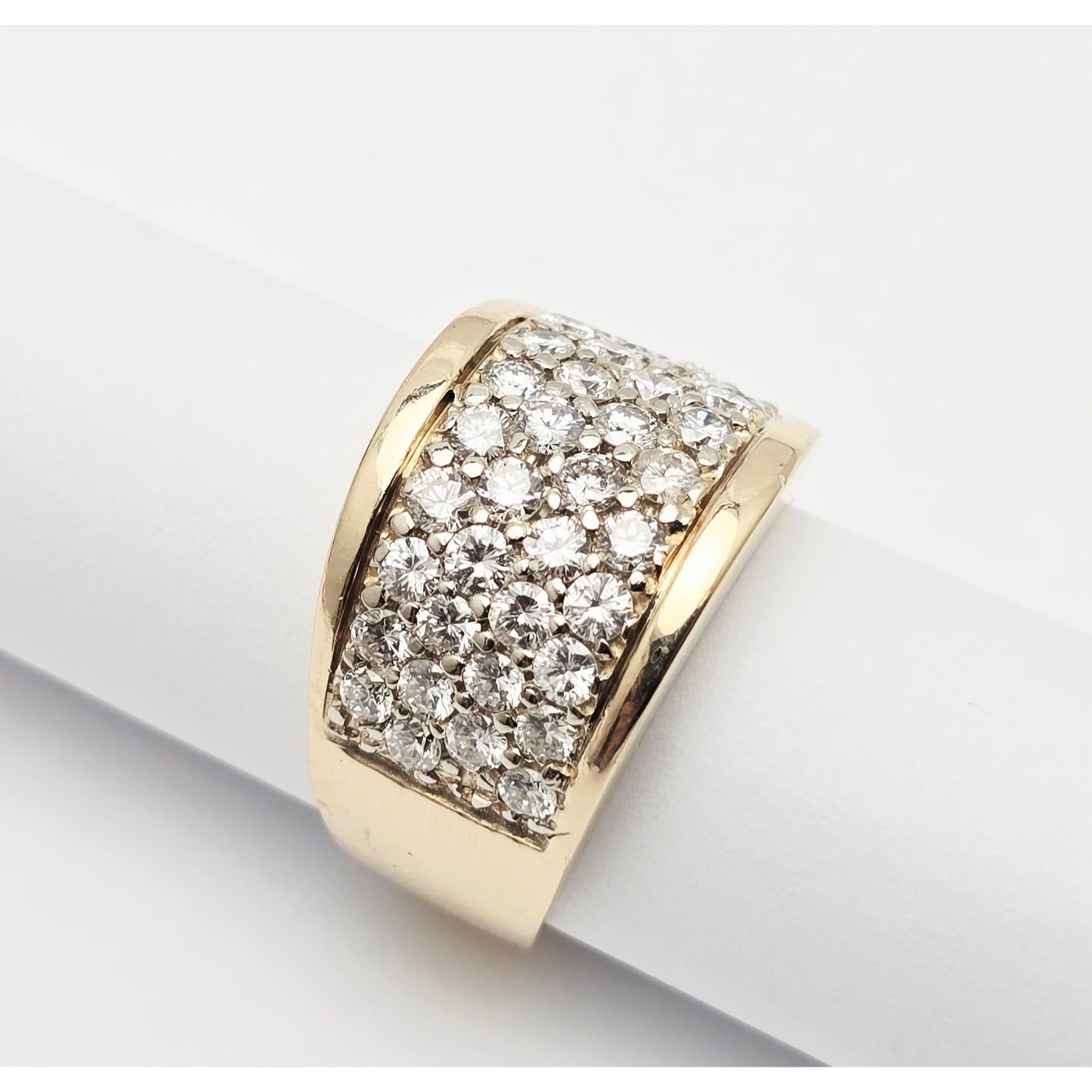 14K Yellow Gold Round Diamond Cluster Ring