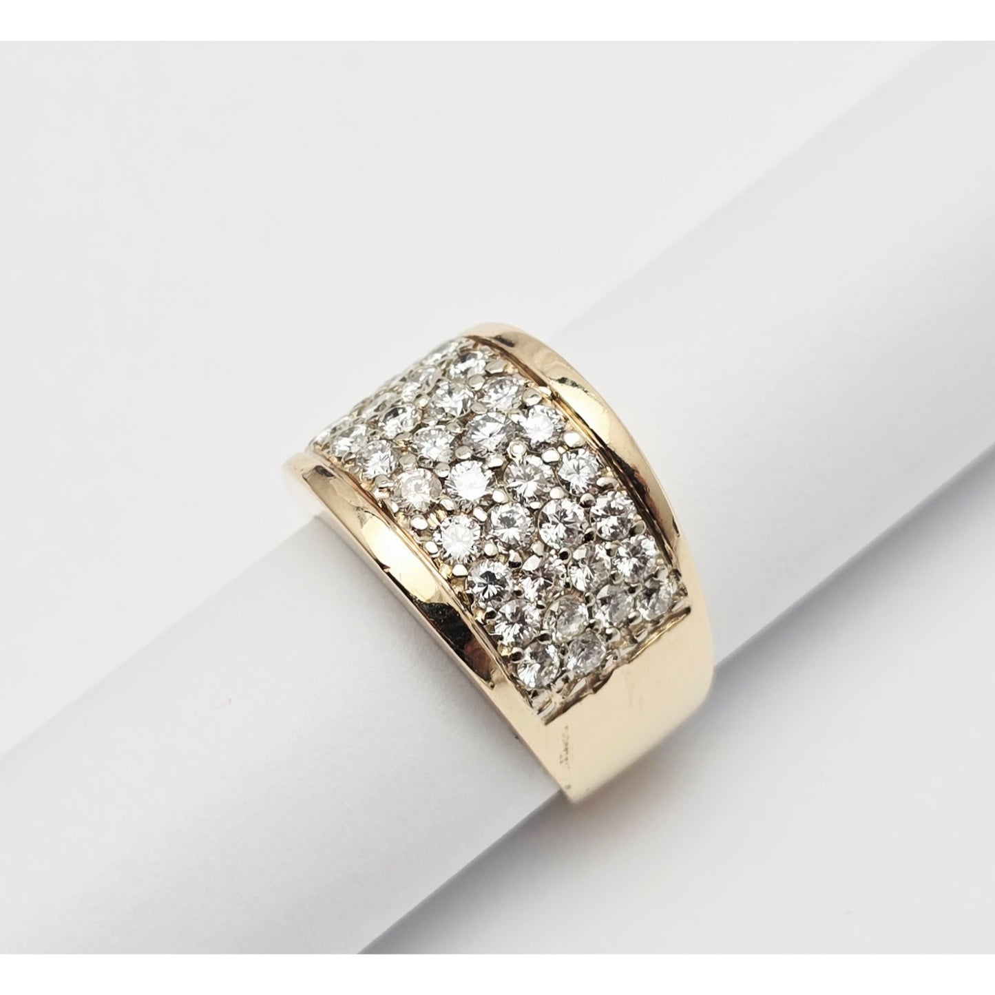 14K Yellow Gold Round Diamond Cluster Ring