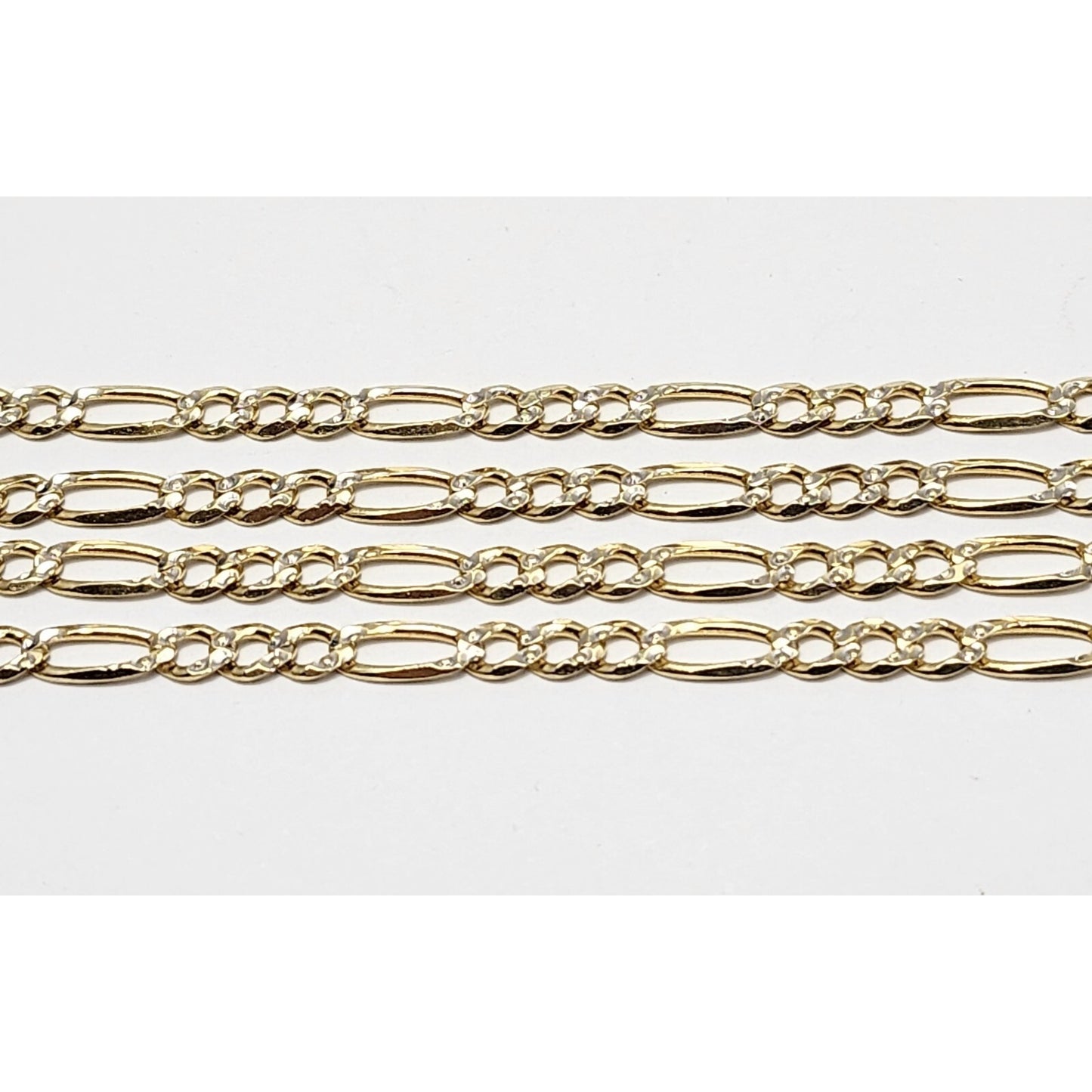 14K Two Tone Gold Diamond Cut Figaro Link Chain Necklace