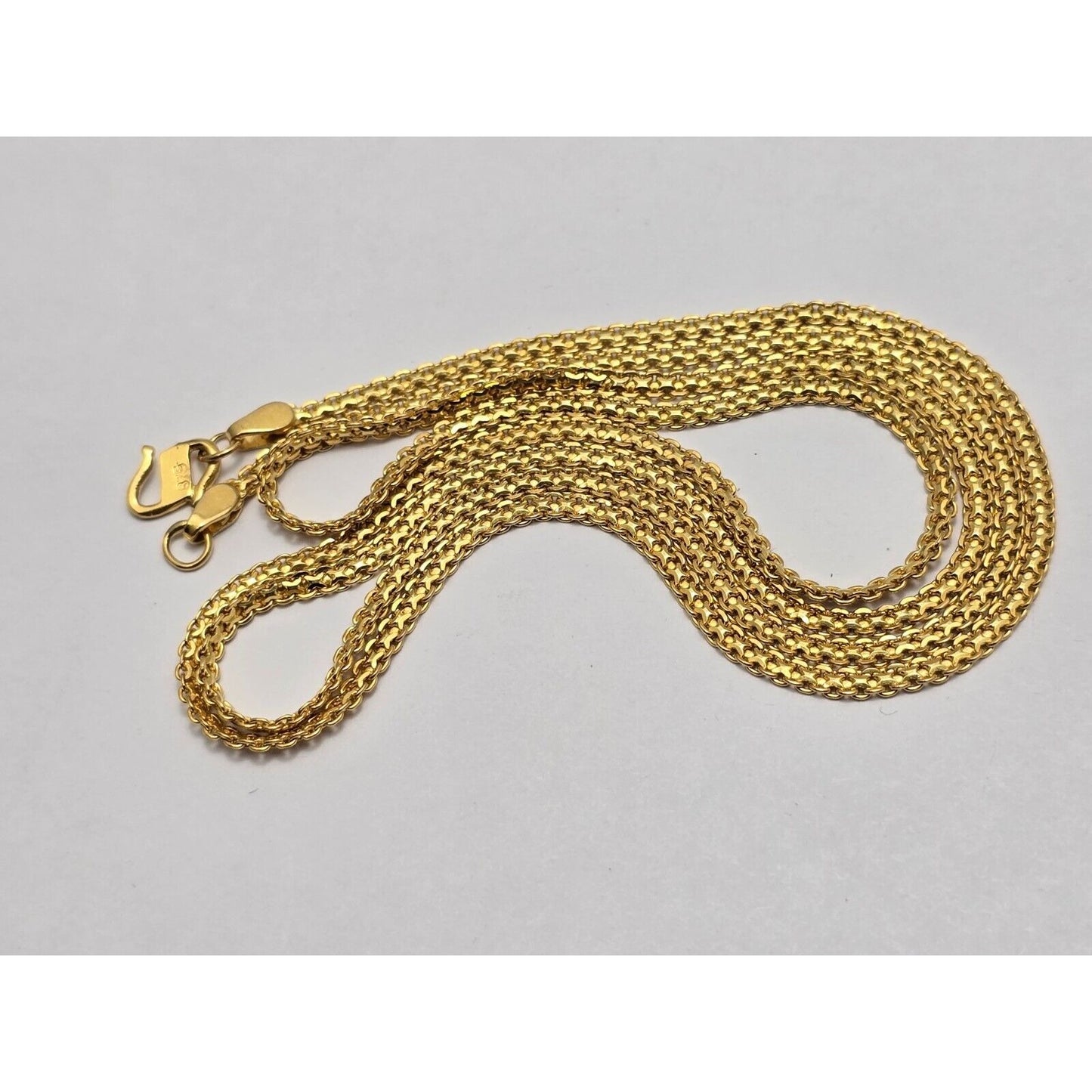 21K Yellow Gold Mesh Cable Link Chain Necklace