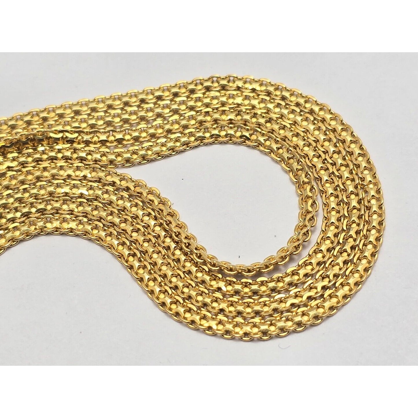 21K Yellow Gold Mesh Cable Link Chain Necklace