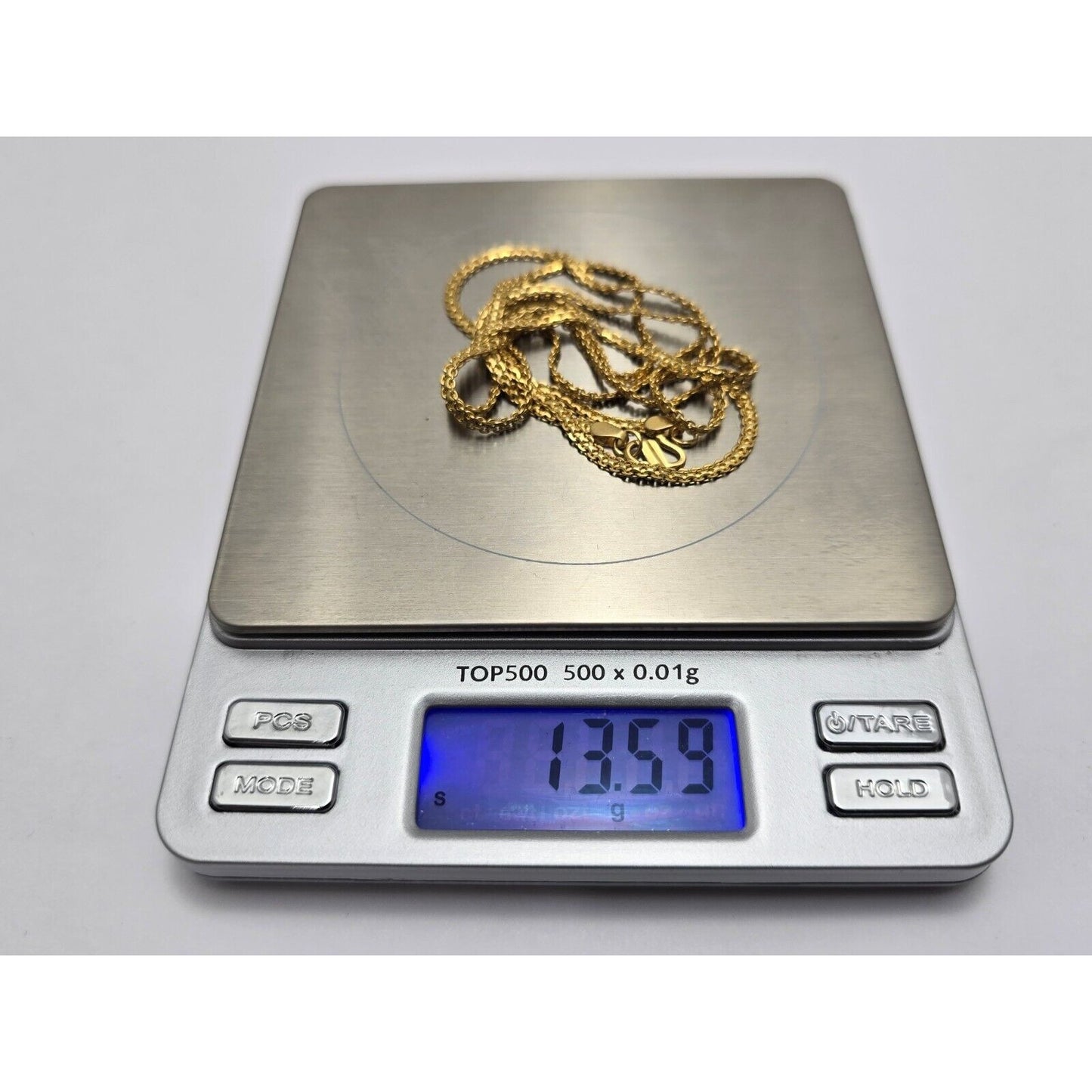 21K Yellow Gold Mesh Cable Link Chain Necklace
