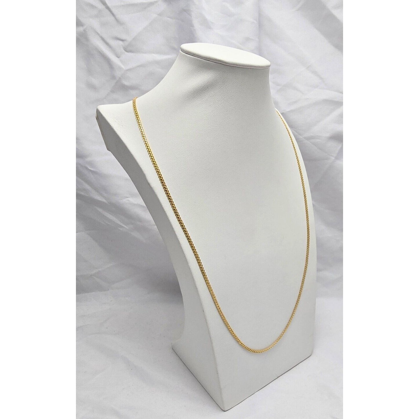 21K Yellow Gold Mesh Cable Link Chain Necklace