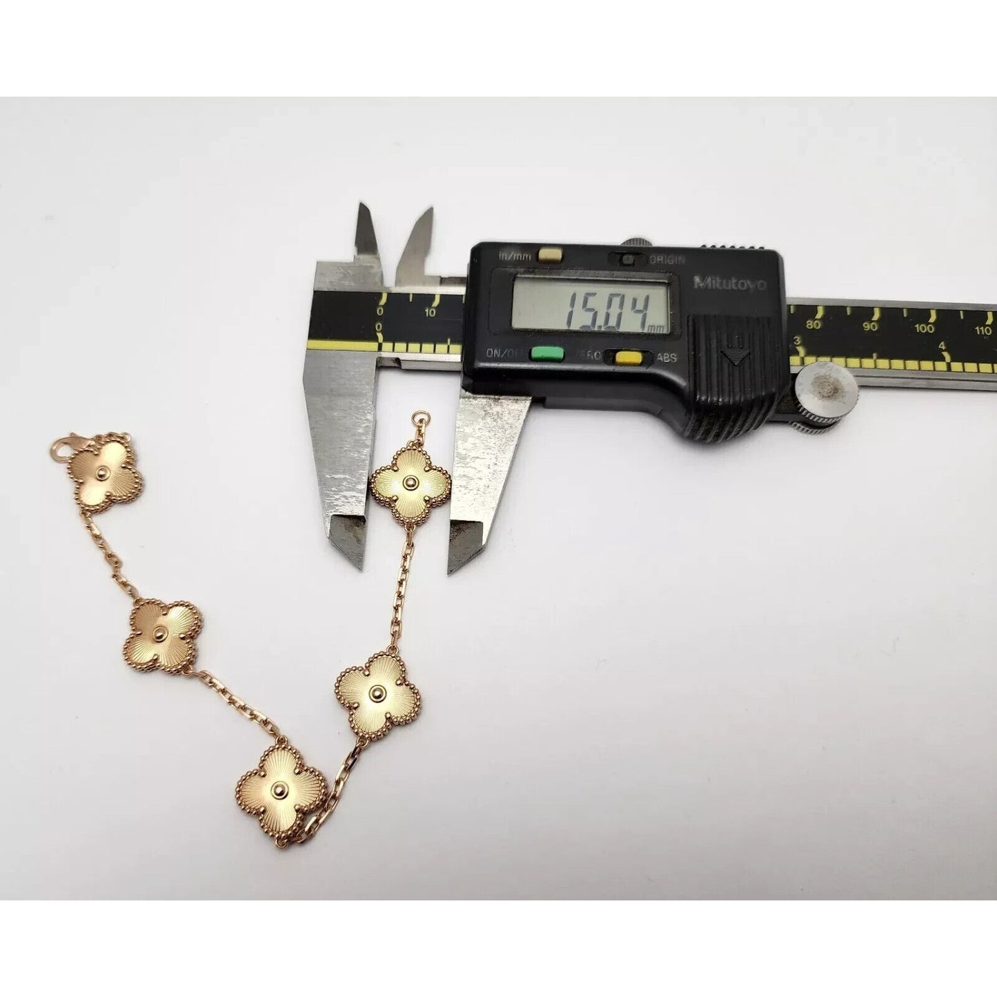 18K Rose Gold 5 Motif Four Leaf Clover Link Bracelet