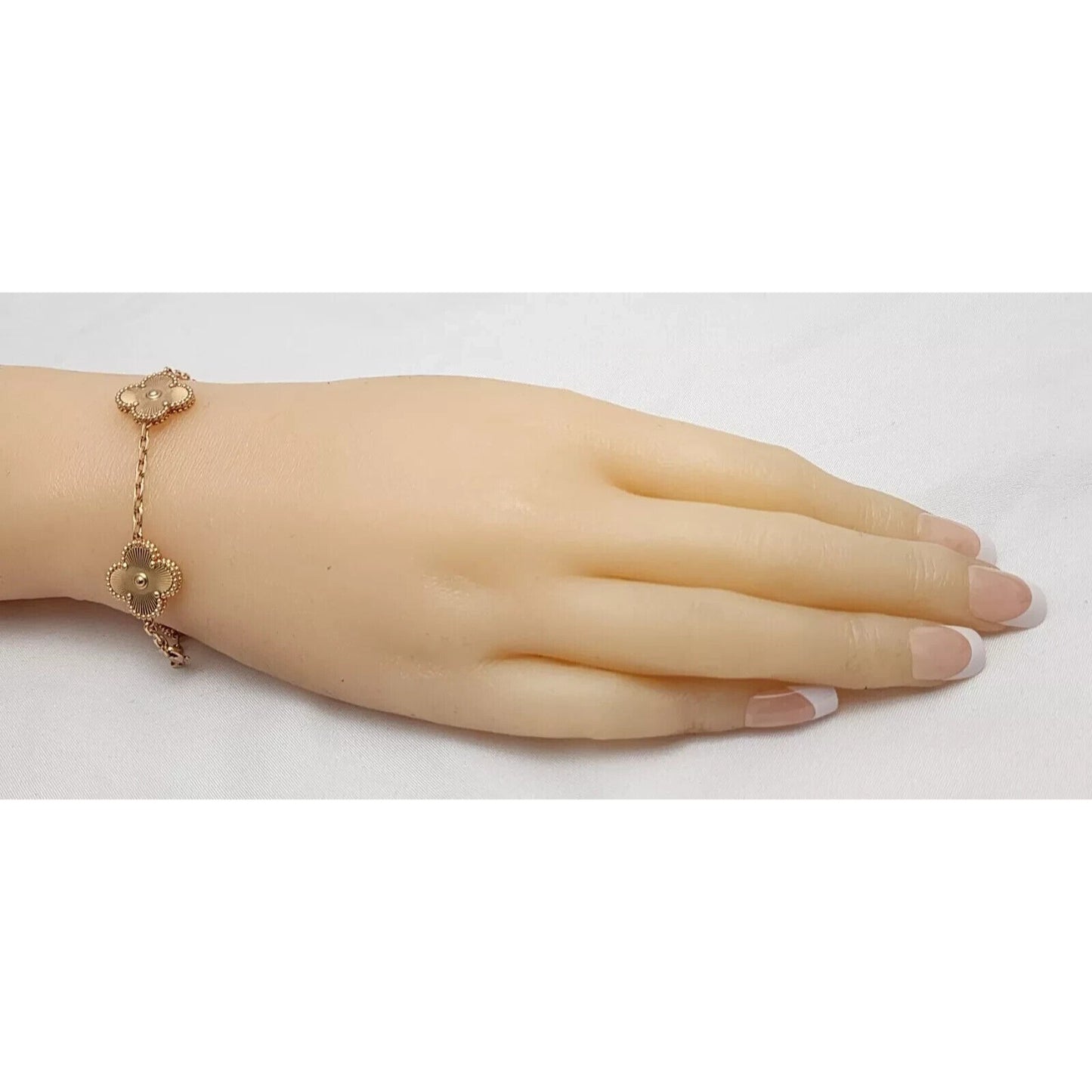 18K Rose Gold 5 Motif Four Leaf Clover Link Bracelet