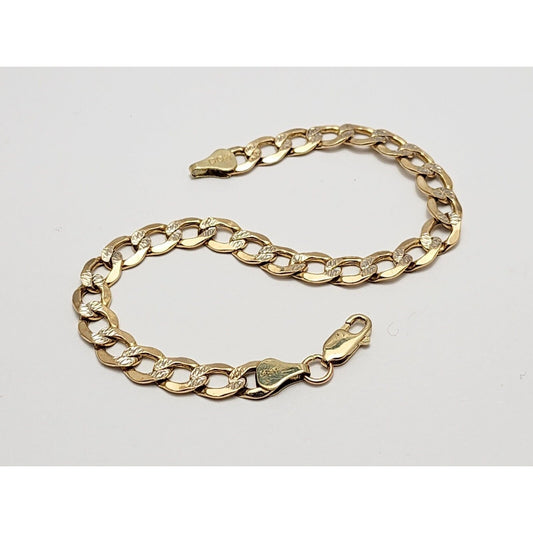 14K Two Tone Gold Diamond Cut Curb Link Bracelet
