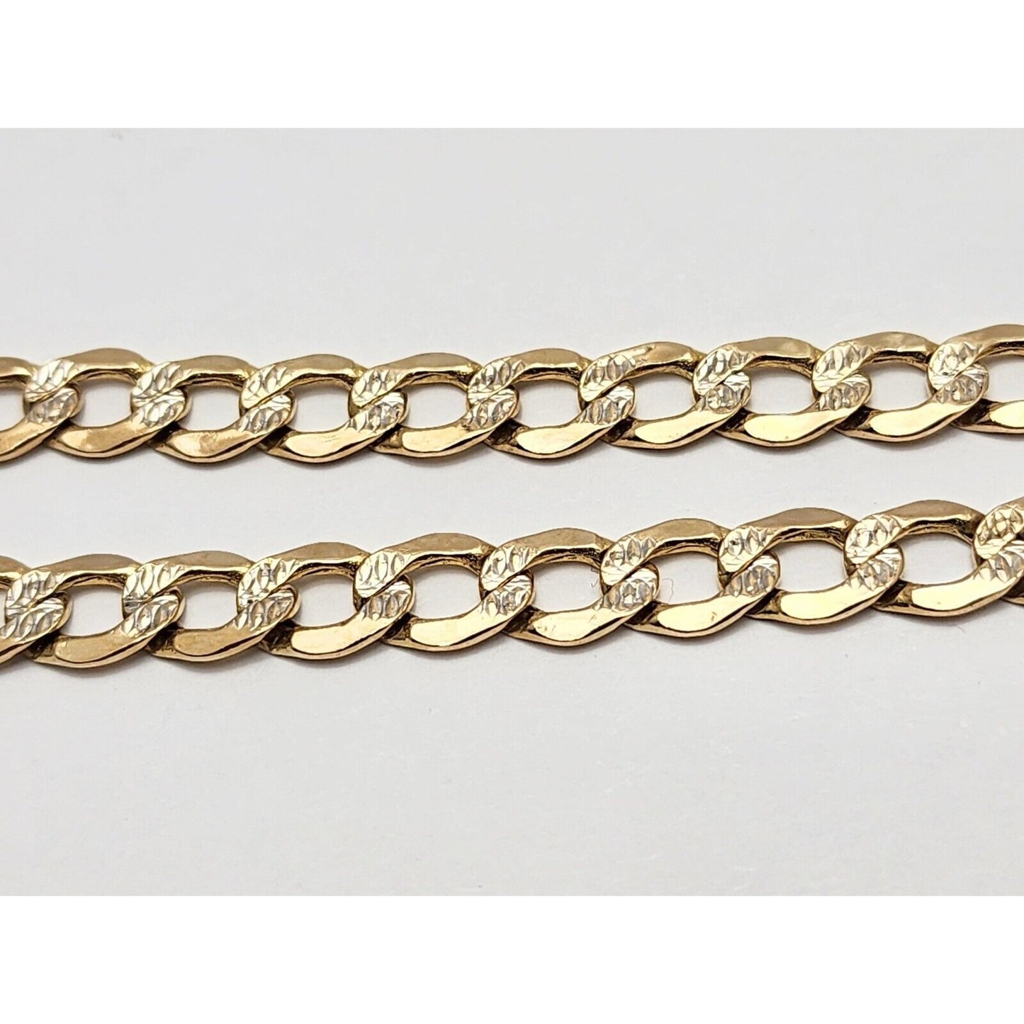 14K Two Tone Gold Diamond Cut Curb Link Bracelet