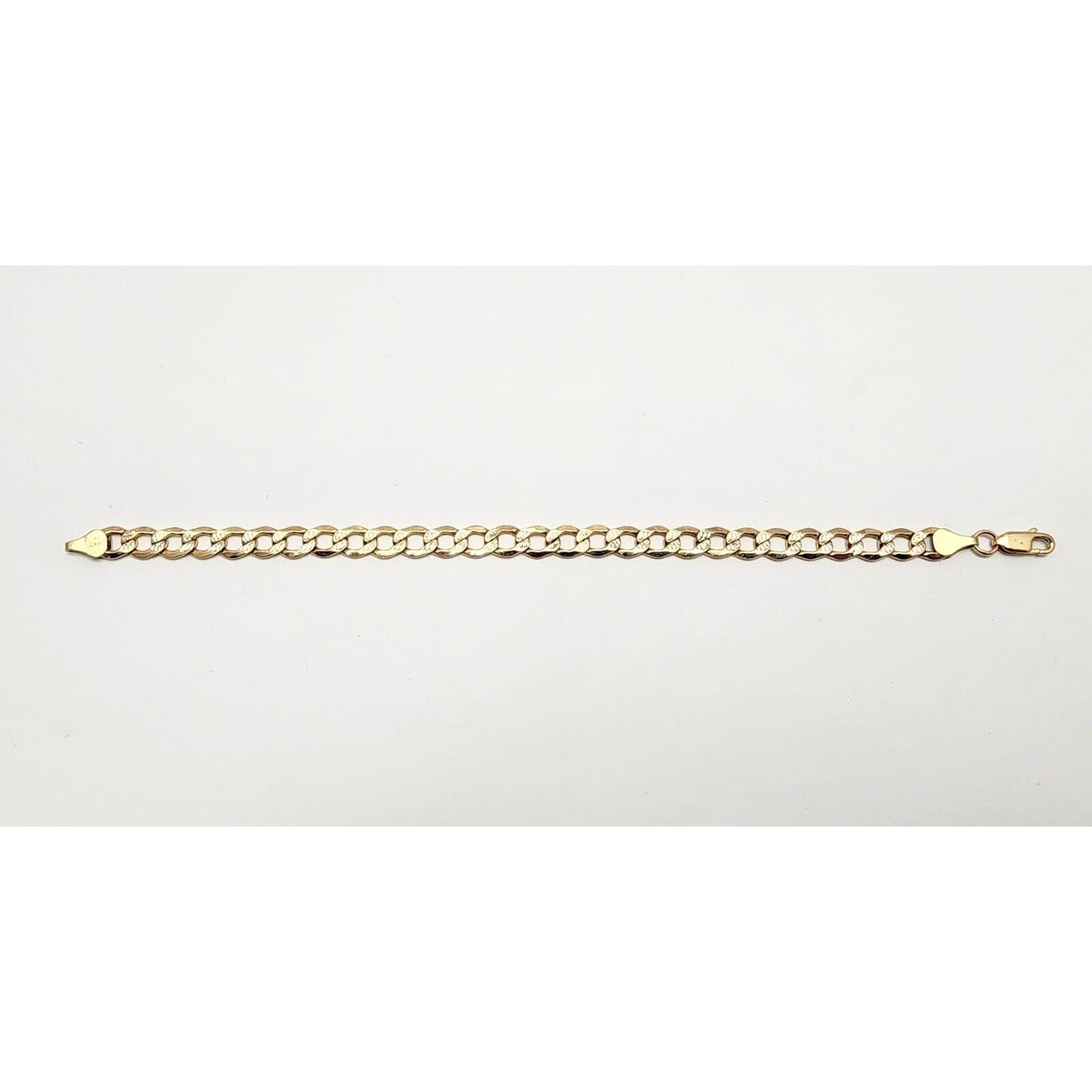 14K Two Tone Gold Diamond Cut Curb Link Bracelet