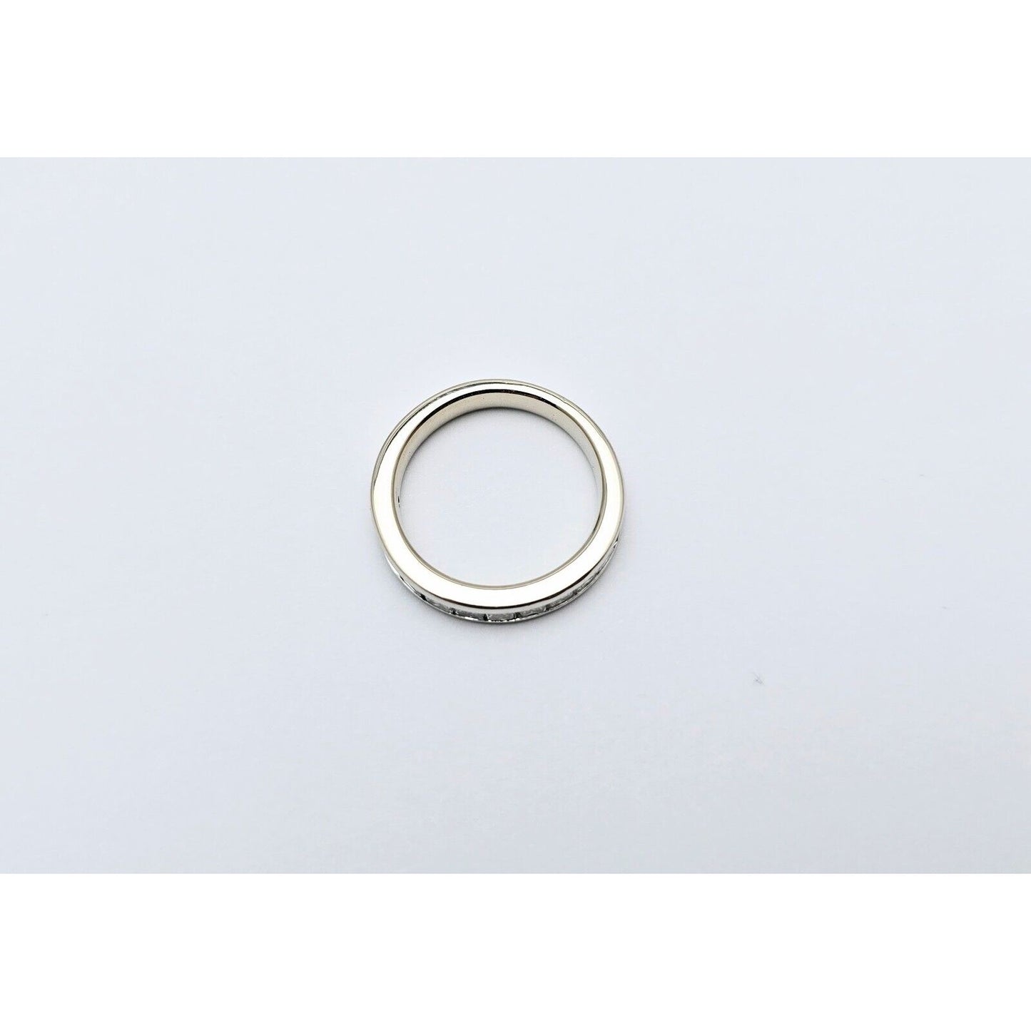 10K White Gold Princess Cut Invisible Setting Diamond Wedding Band Ring