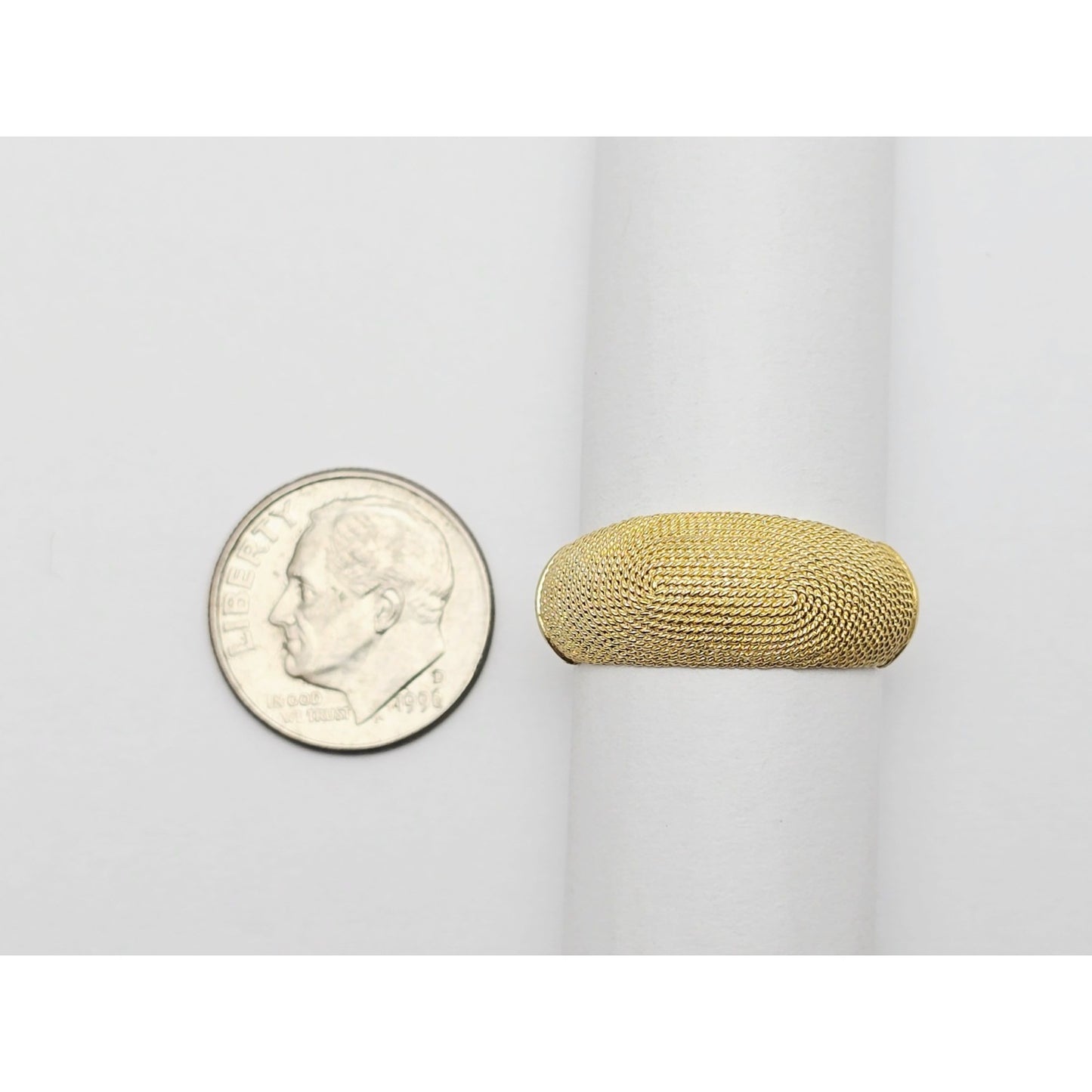 14K Yellow Gold Granulated Domed Mesh Filigree Ring