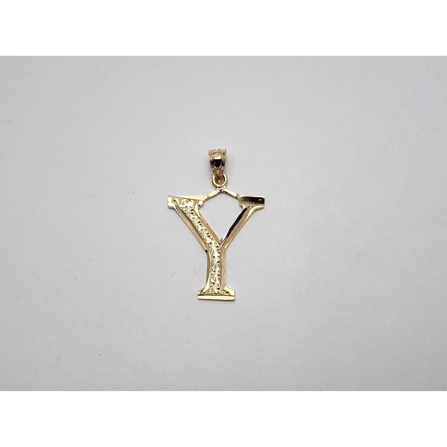 14K Yellow Gold Initial Letter " Y " Charm Pendant