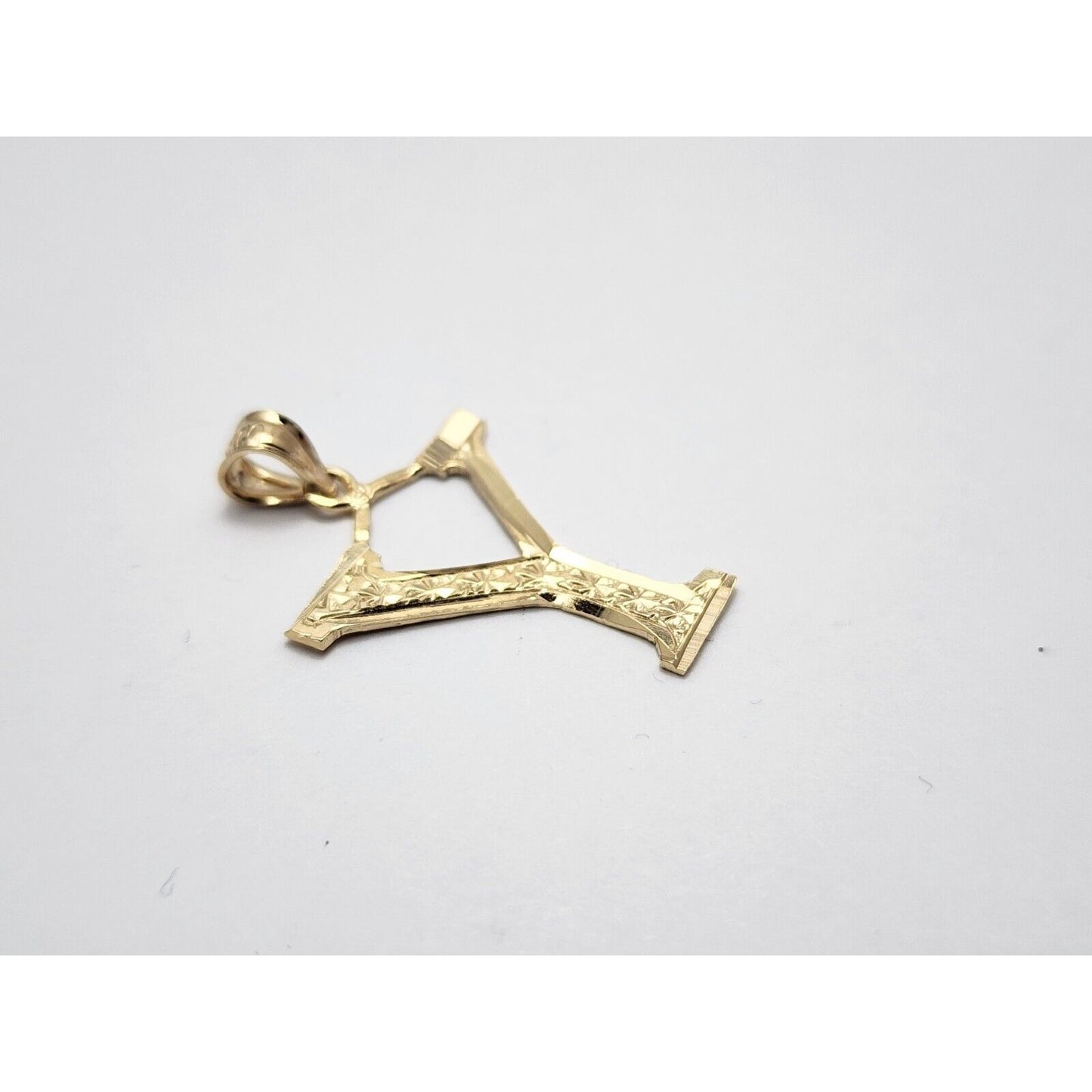 14K Yellow Gold Initial Letter " Y " Charm Pendant