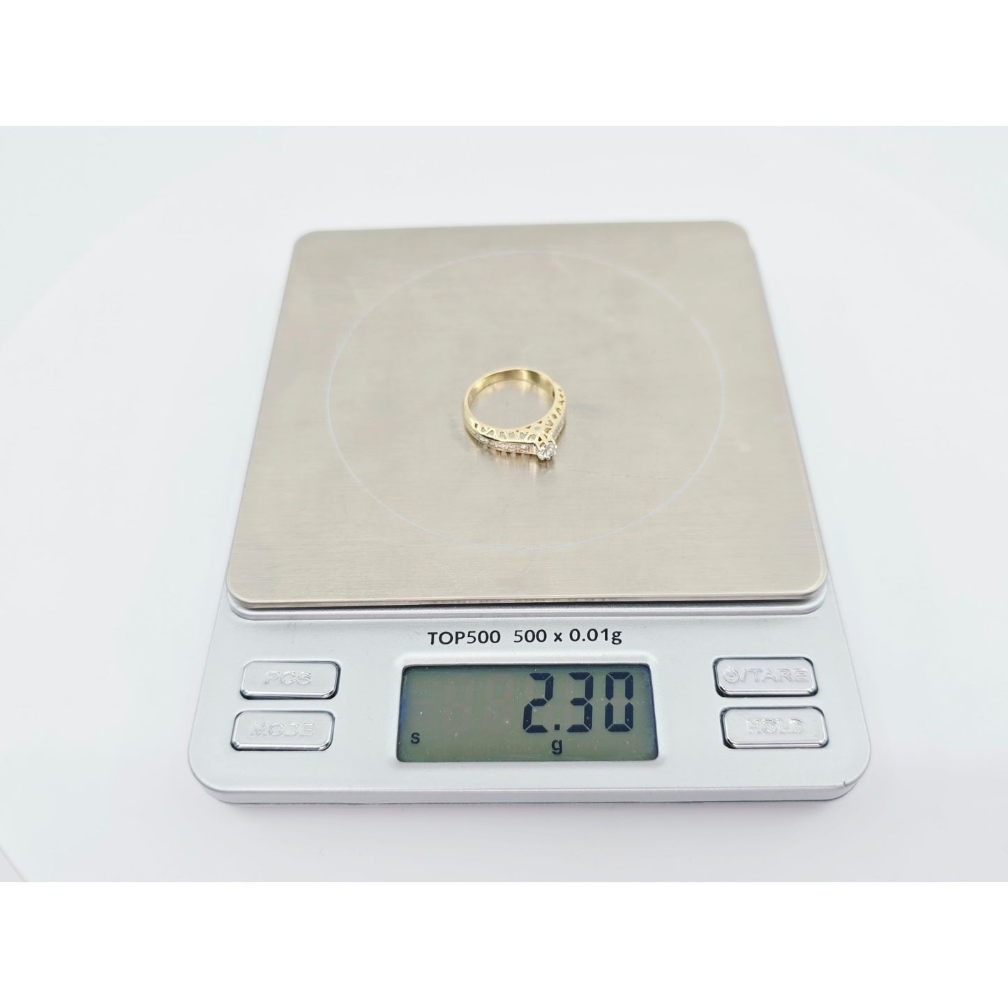 14K Yellow Gold Ladies CZ Engagement Ring