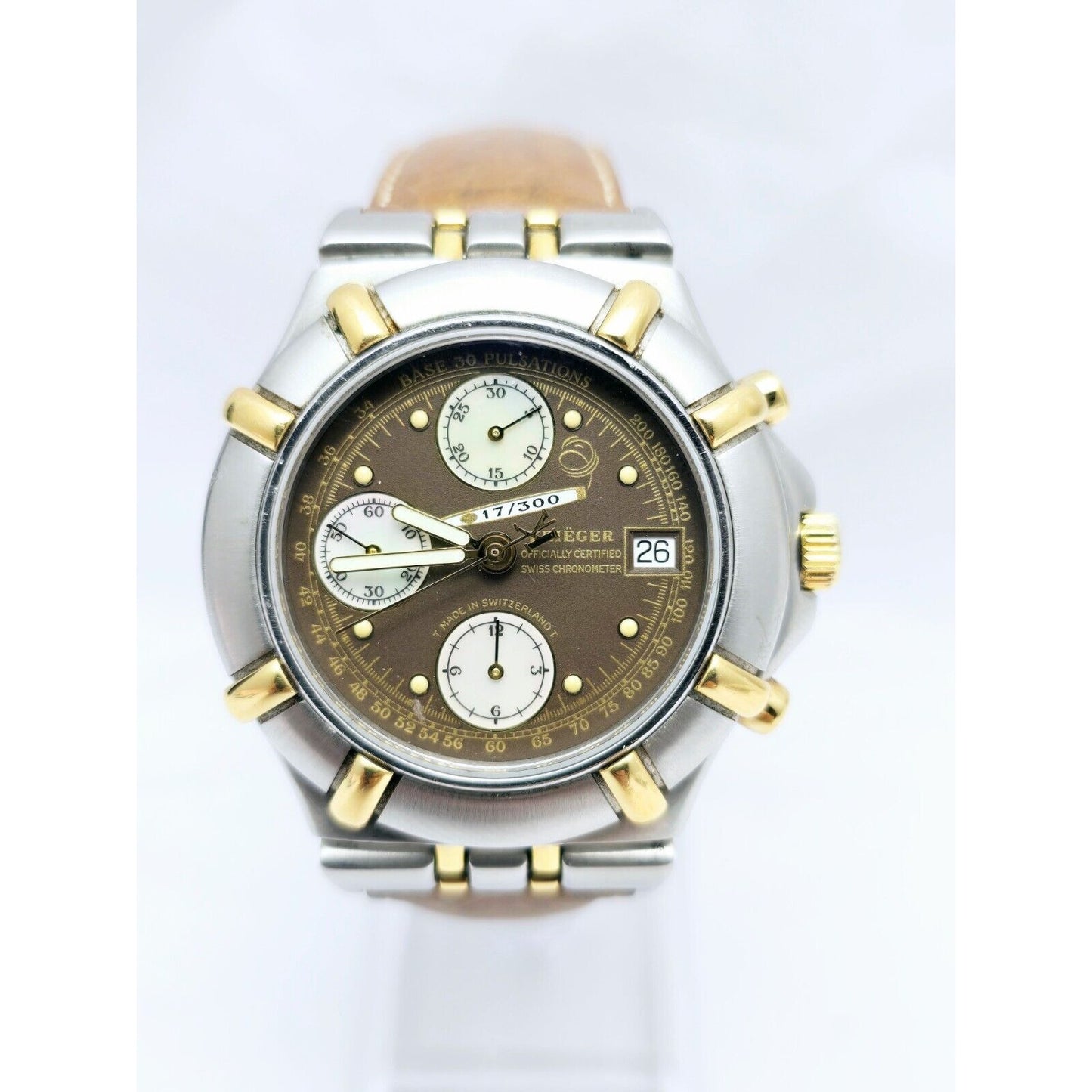 Krieger B929 Chronograph Swiss Watch 18K Two-Tone Limited 17/300 Valjoux 7750