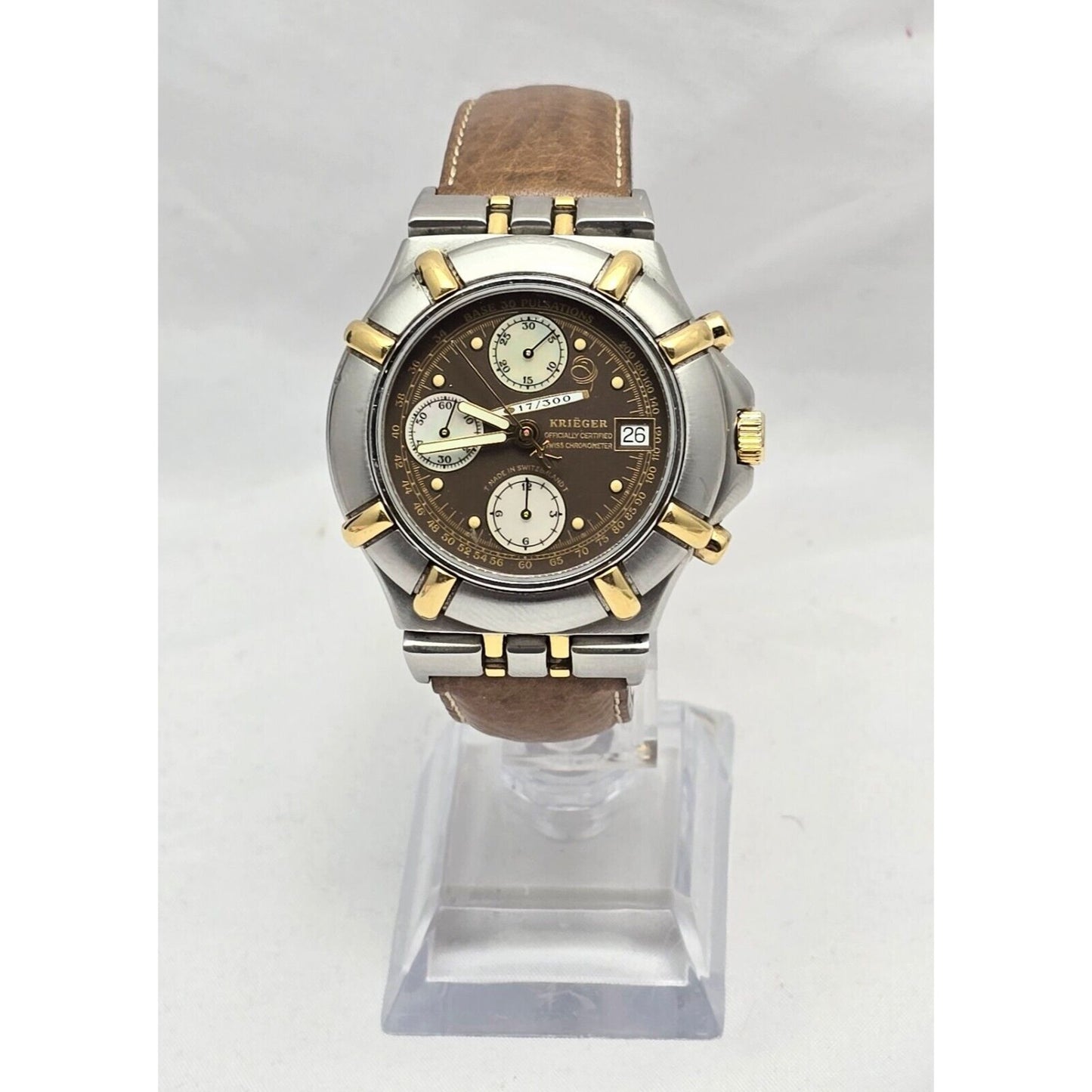 Krieger B929 Chronograph Swiss Watch 18K Two-Tone Limited 17/300 Valjoux 7750