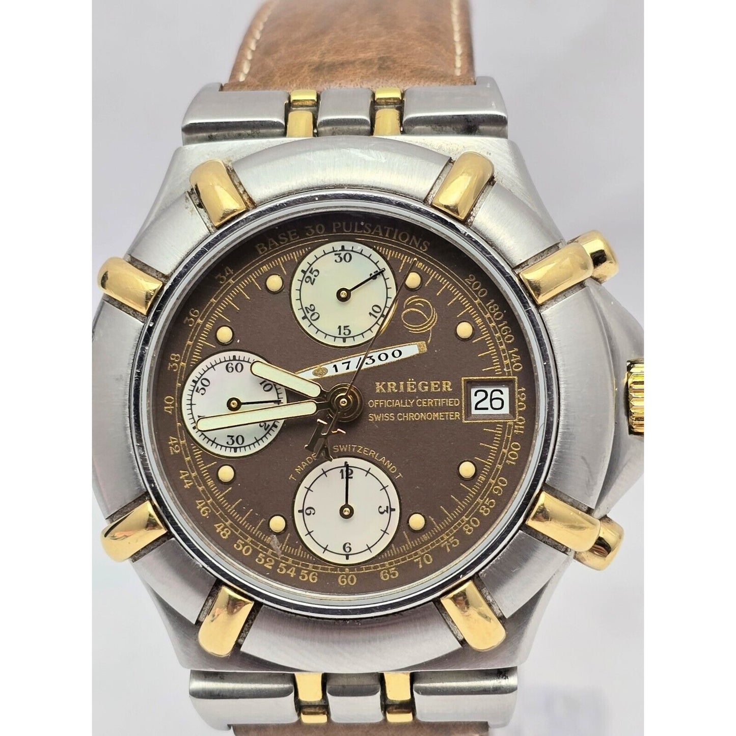 Krieger B929 Chronograph Swiss Watch 18K Two-Tone Limited 17/300 Valjoux 7750