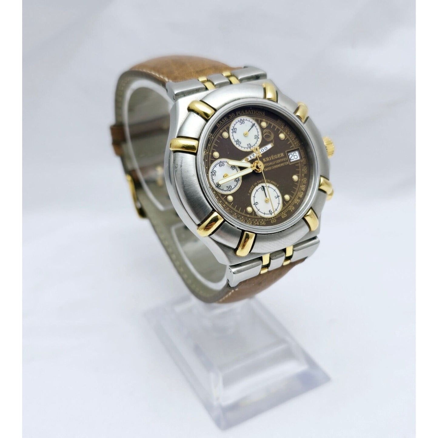Krieger B929 Chronograph Swiss Watch 18K Two-Tone Limited 17/300 Valjoux 7750