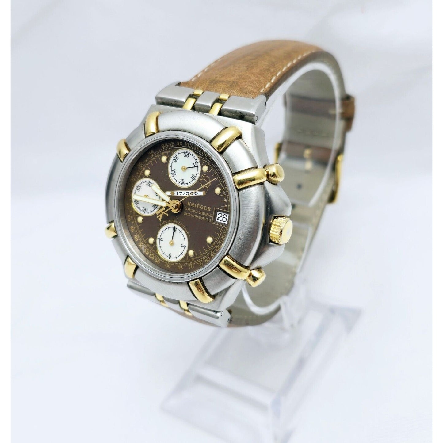 Krieger B929 Chronograph Swiss Watch 18K Two-Tone Limited 17/300 Valjoux 7750