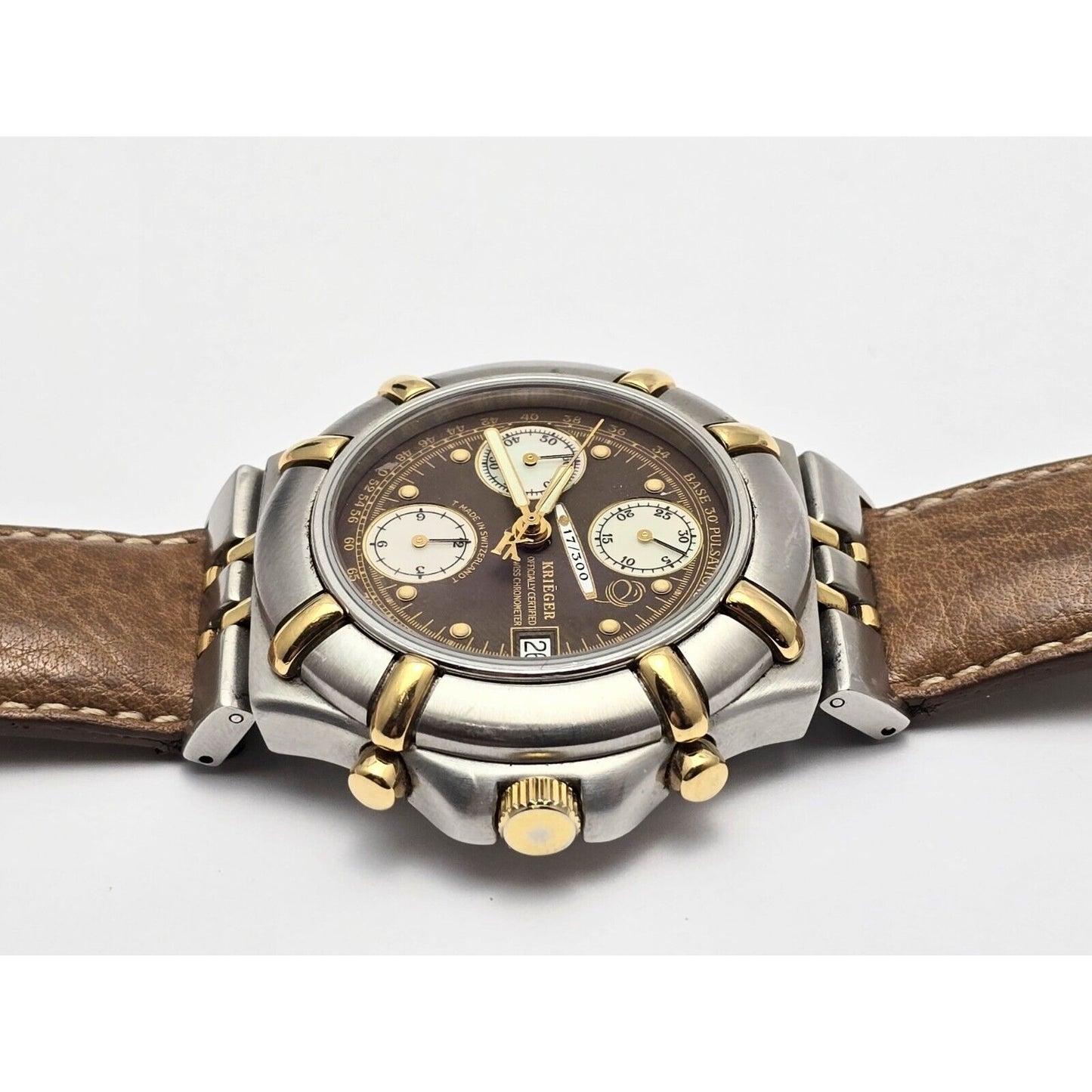 Krieger B929 Chronograph Swiss Watch 18K Two-Tone Limited 17/300 Valjoux 7750