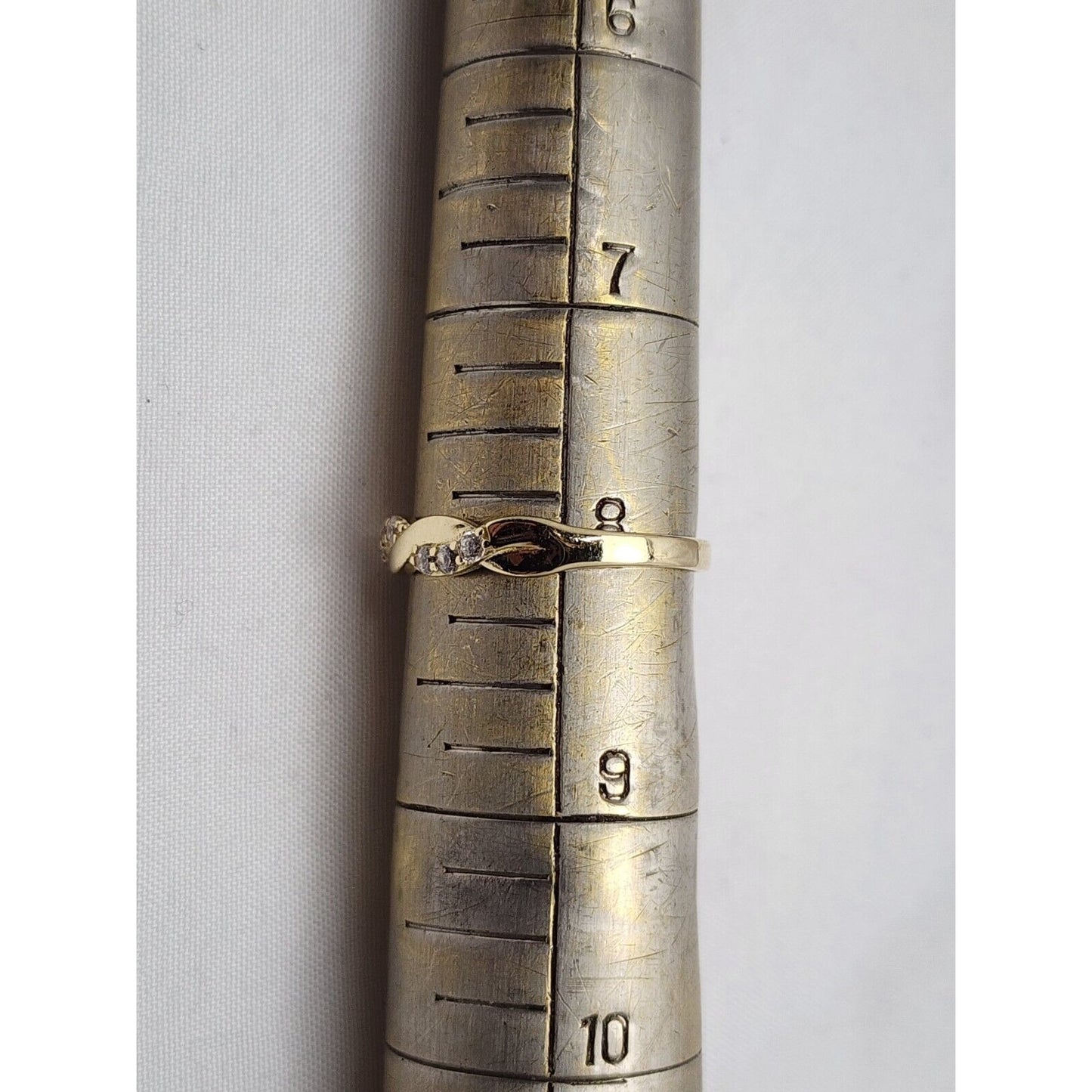 14K Yellow Gold Spiral Cubic Zirconia Wedding Band Ring