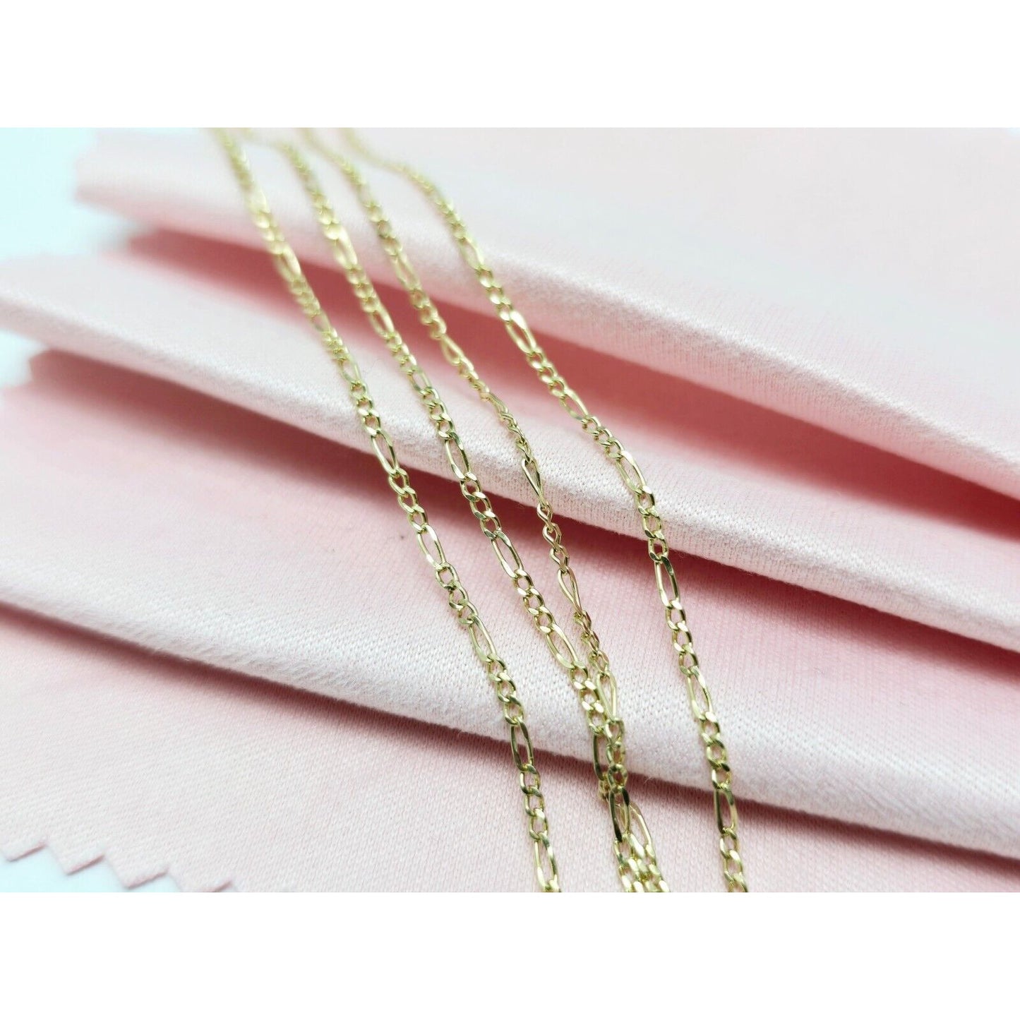 Thin 14K Yellow Gold Figaro Link Chain Necklace