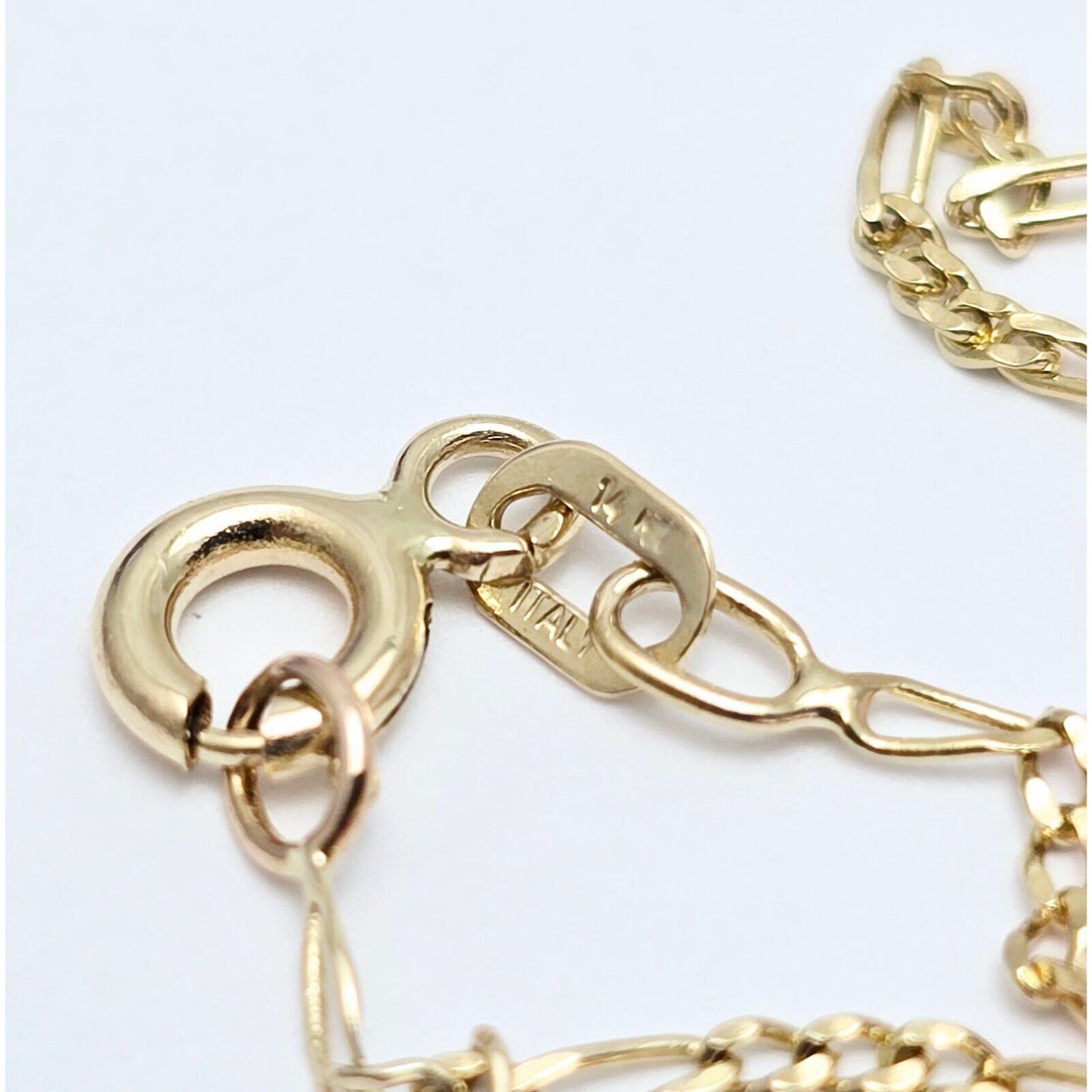 Thin 14K Yellow Gold Figaro Link Chain Necklace
