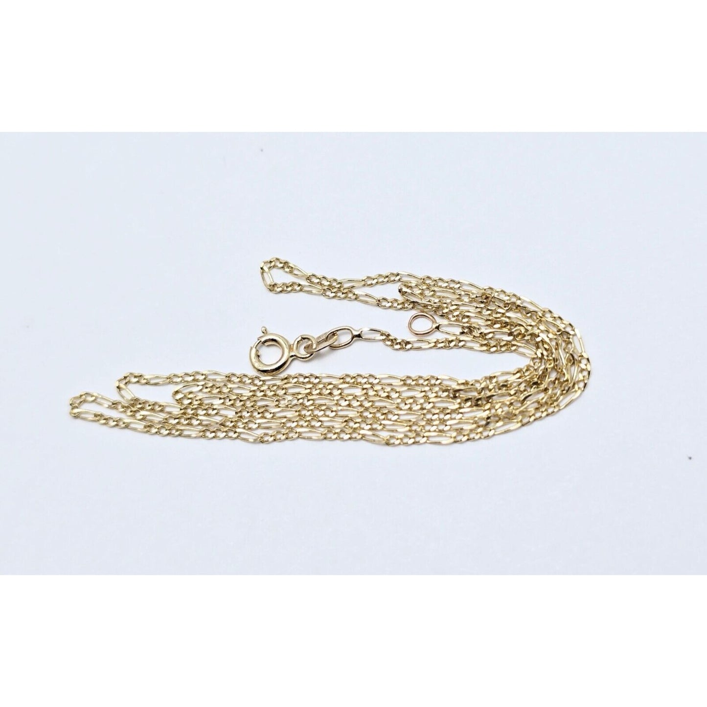 Thin 14K Yellow Gold Figaro Link Chain Necklace