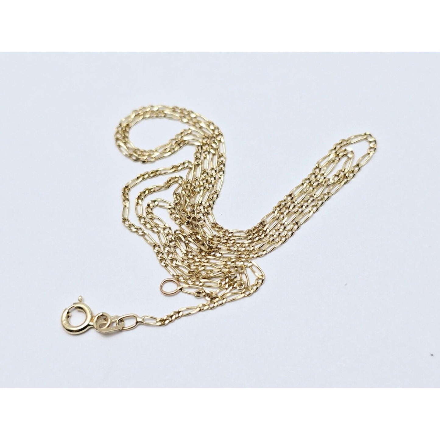 Thin 14K Yellow Gold Figaro Link Chain Necklace