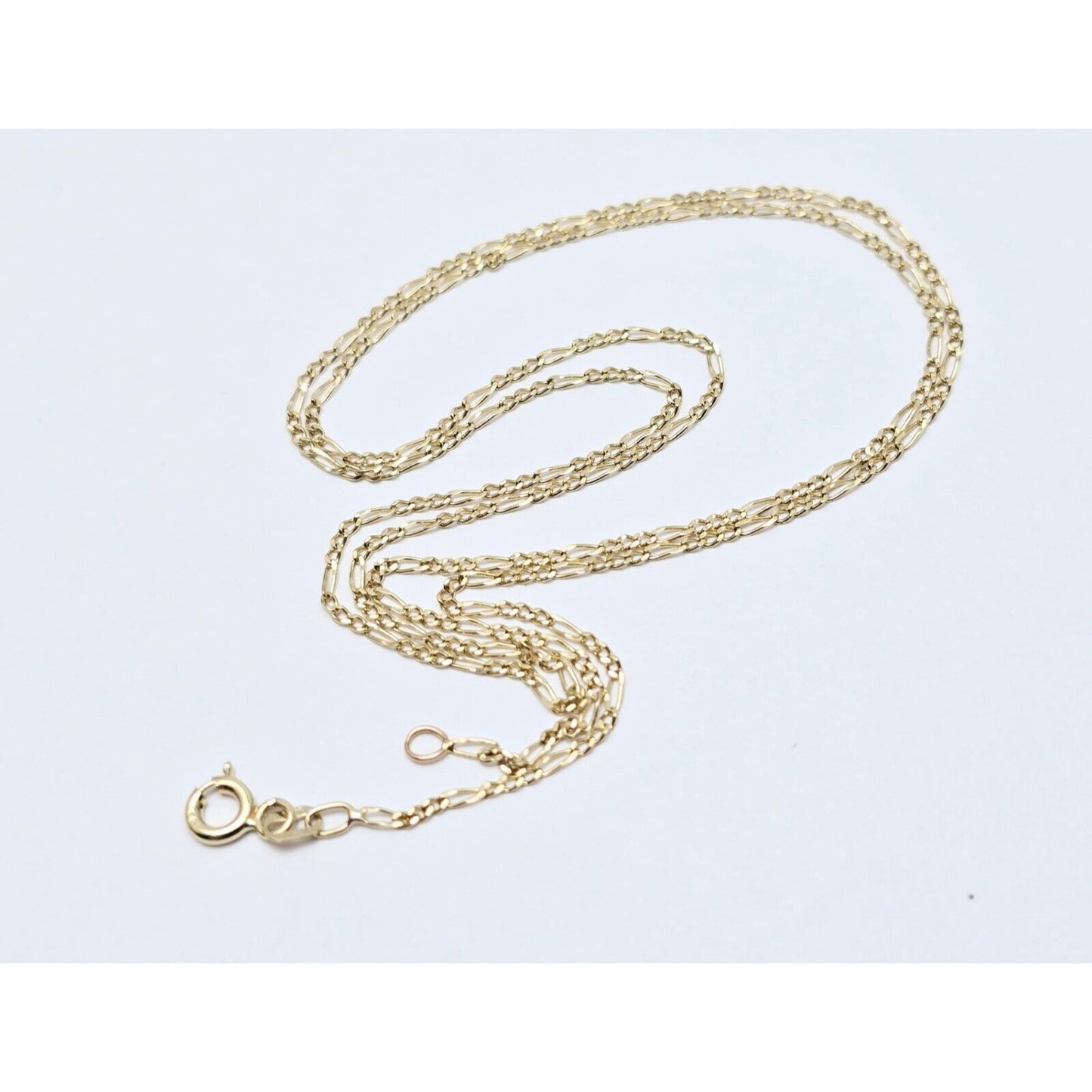 Thin 14K Yellow Gold Figaro Link Chain Necklace