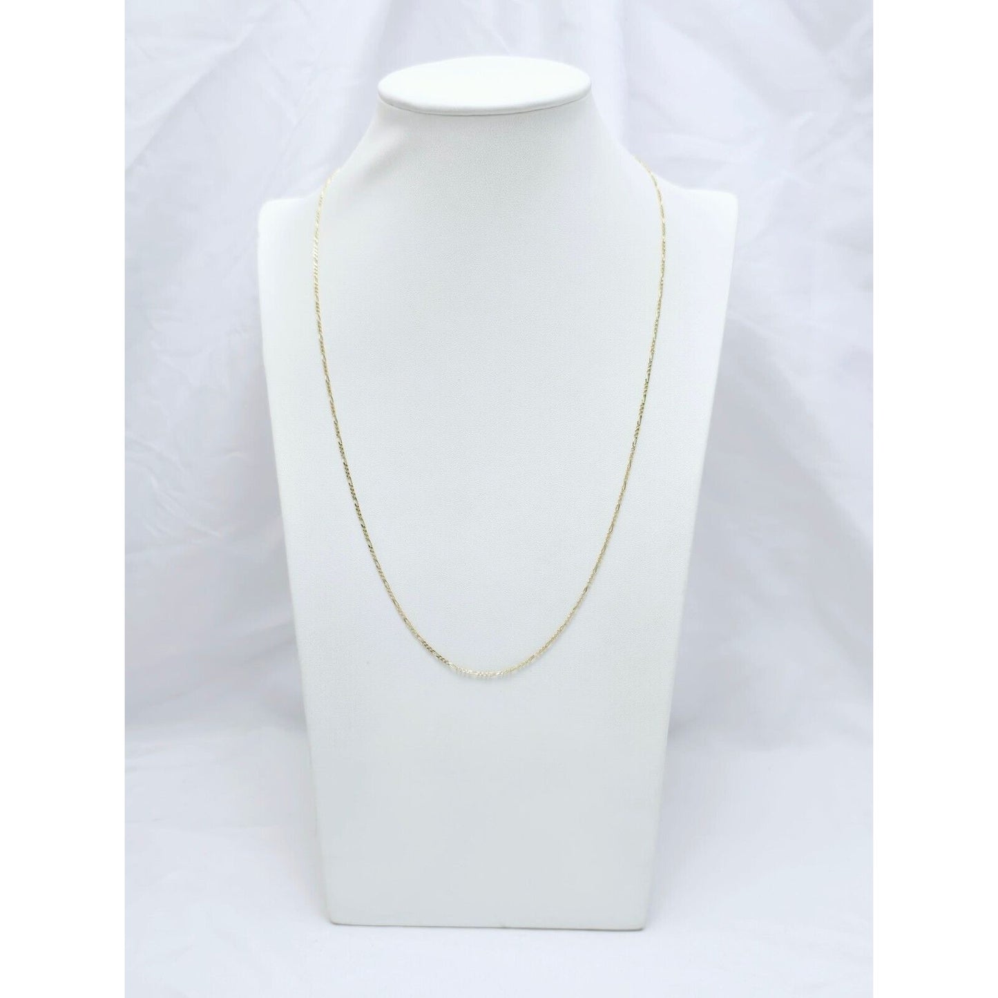 Thin 14K Yellow Gold Figaro Link Chain Necklace