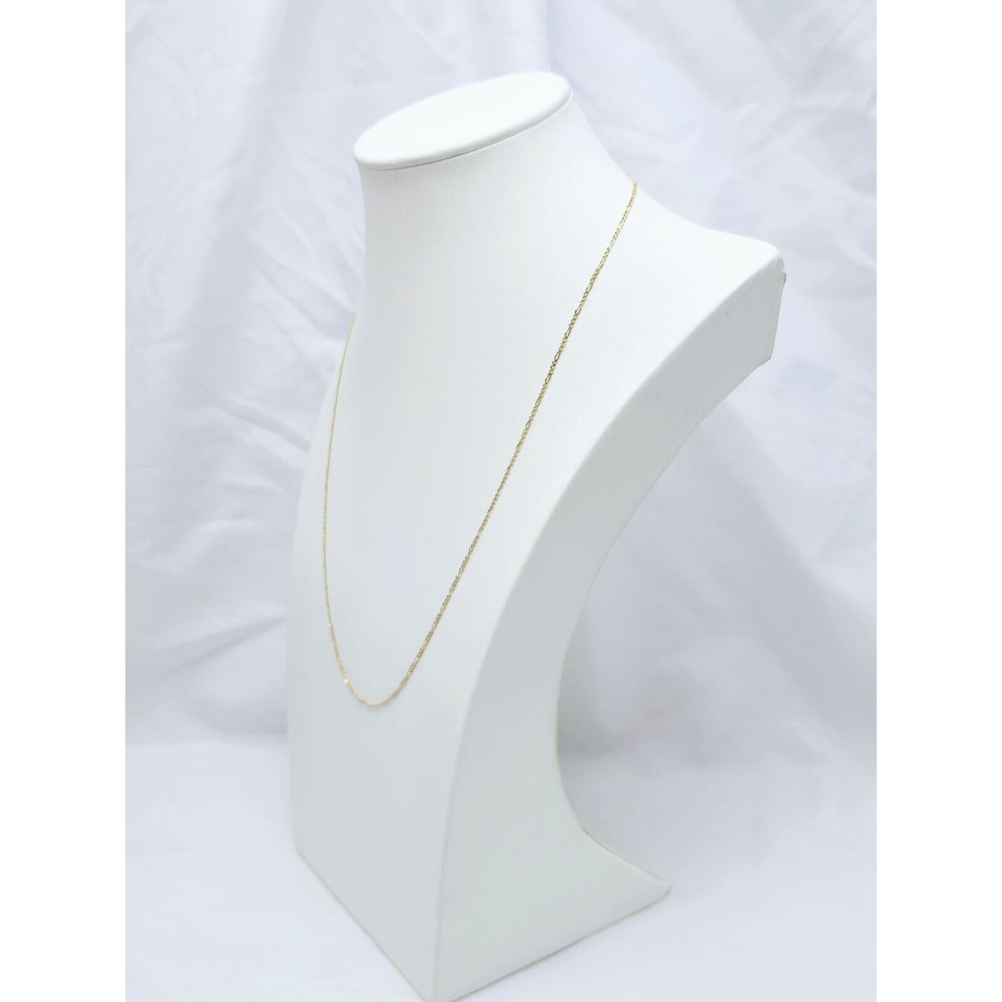 Thin 14K Yellow Gold Figaro Link Chain Necklace