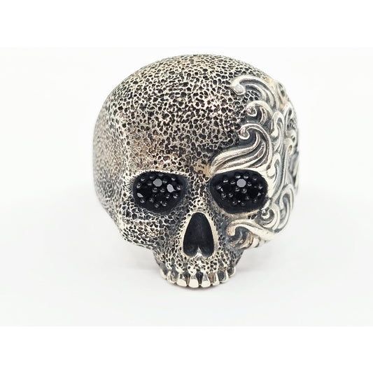 David Yurman Black Diamond Skull Wave Ring 925 Sterling Silver Waves Collection