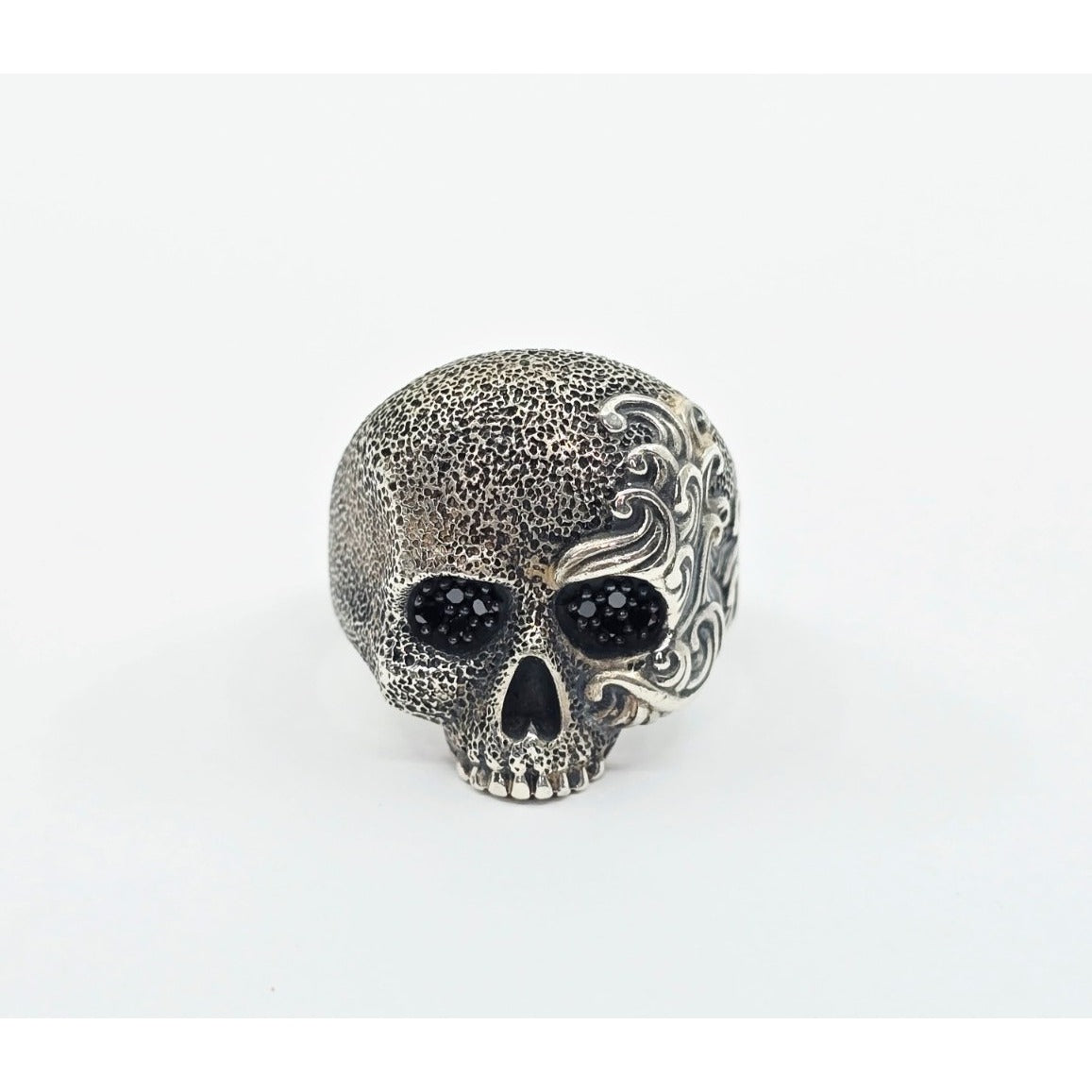 David Yurman Black Diamond Skull Wave Ring 925 Sterling Silver Waves Collection
