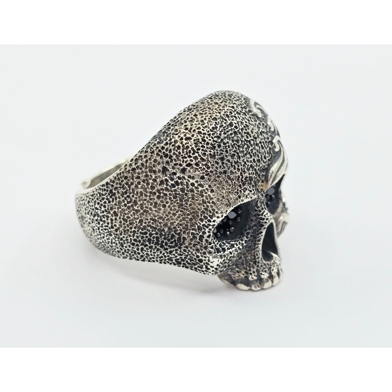 David Yurman Black Diamond Skull Wave Ring 925 Sterling Silver Waves Collection
