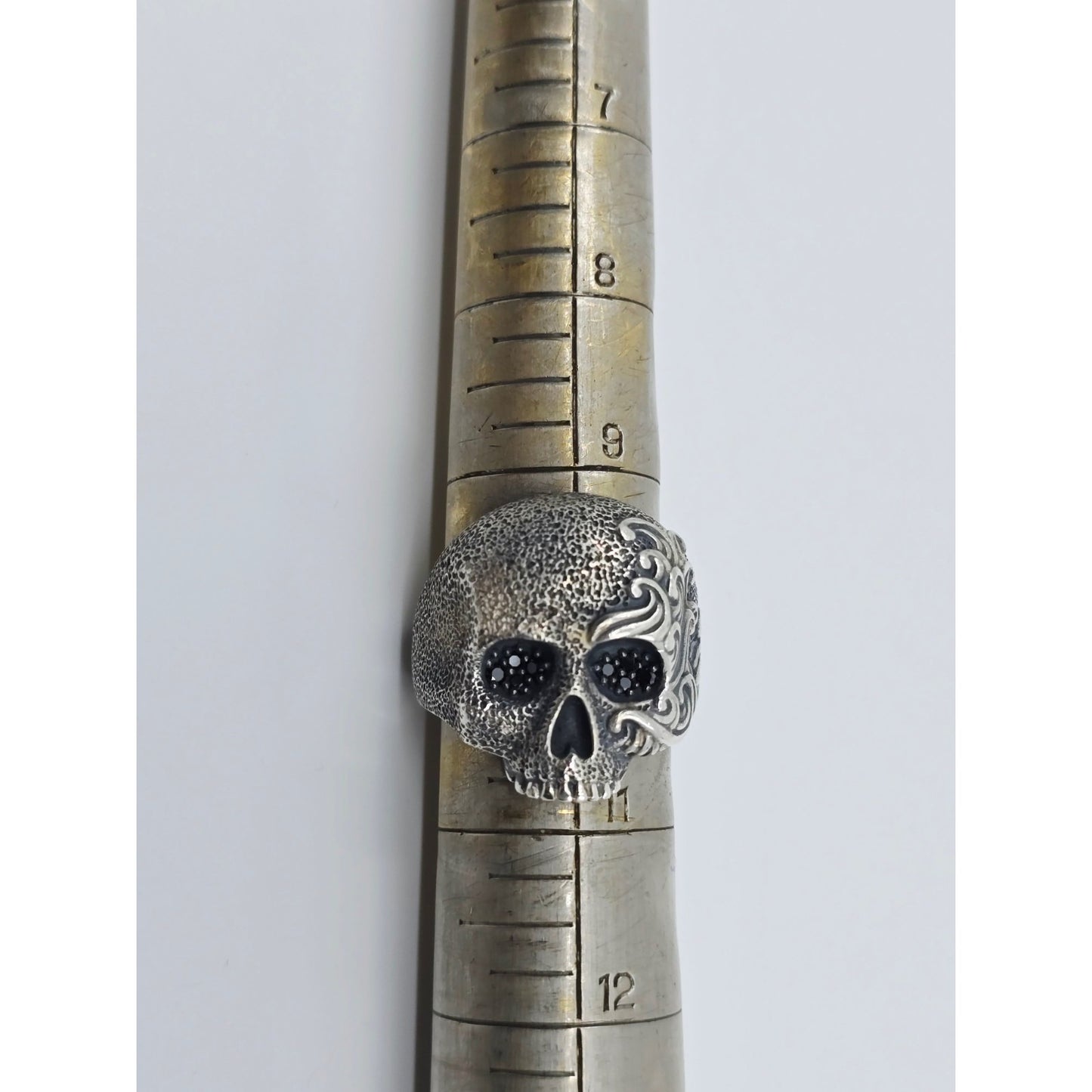 David Yurman Black Diamond Skull Wave Ring 925 Sterling Silver Waves Collection