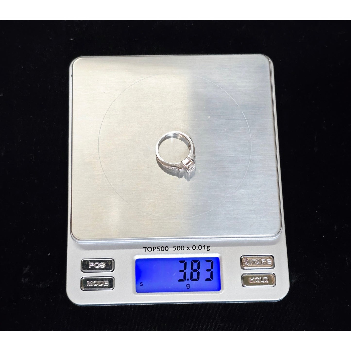 14K White Gold Princess & Round Cut Diamond Engagement Ring