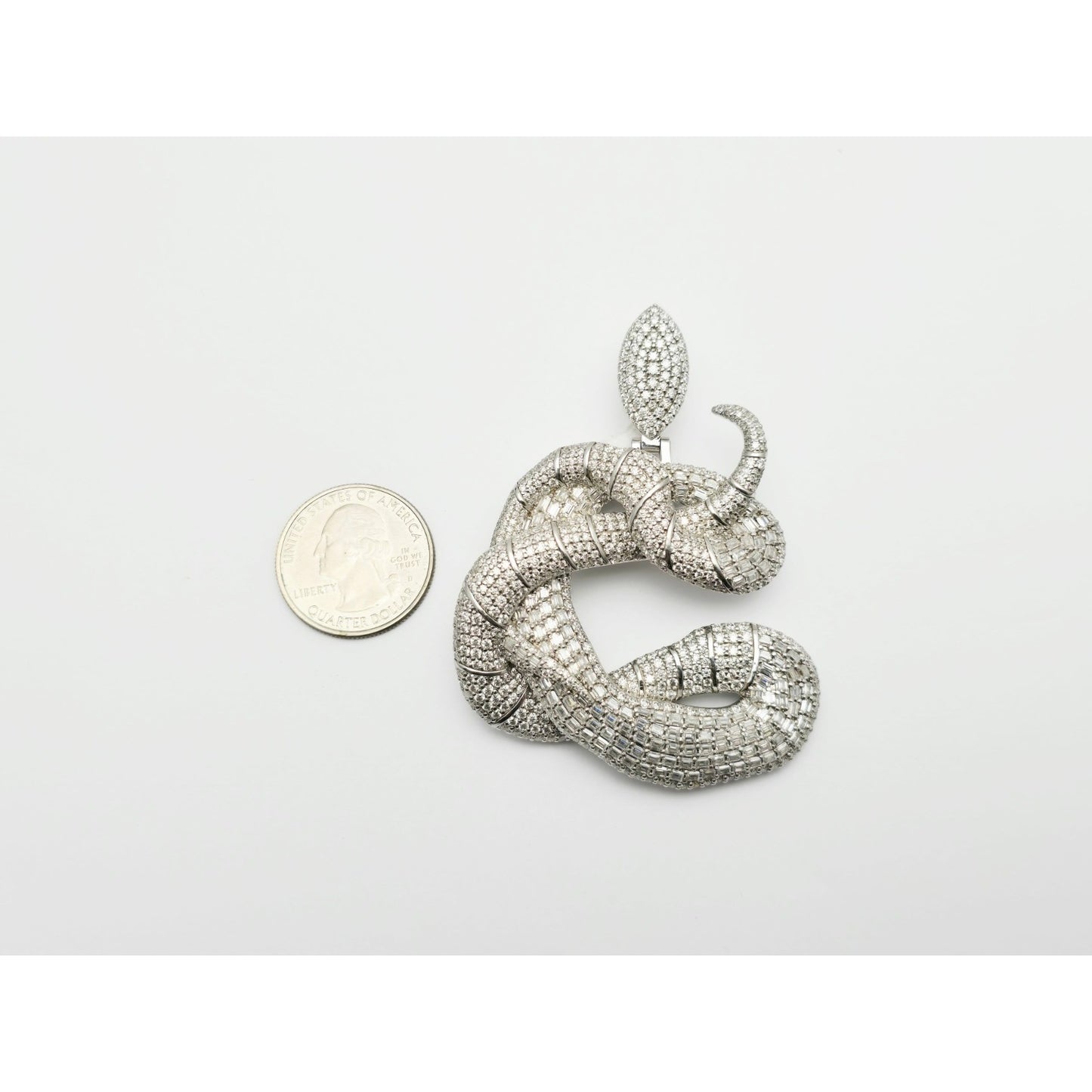 925 Sterling Silver Iced Out Moissanite Letter Initial "C" Snake Charm Pendant