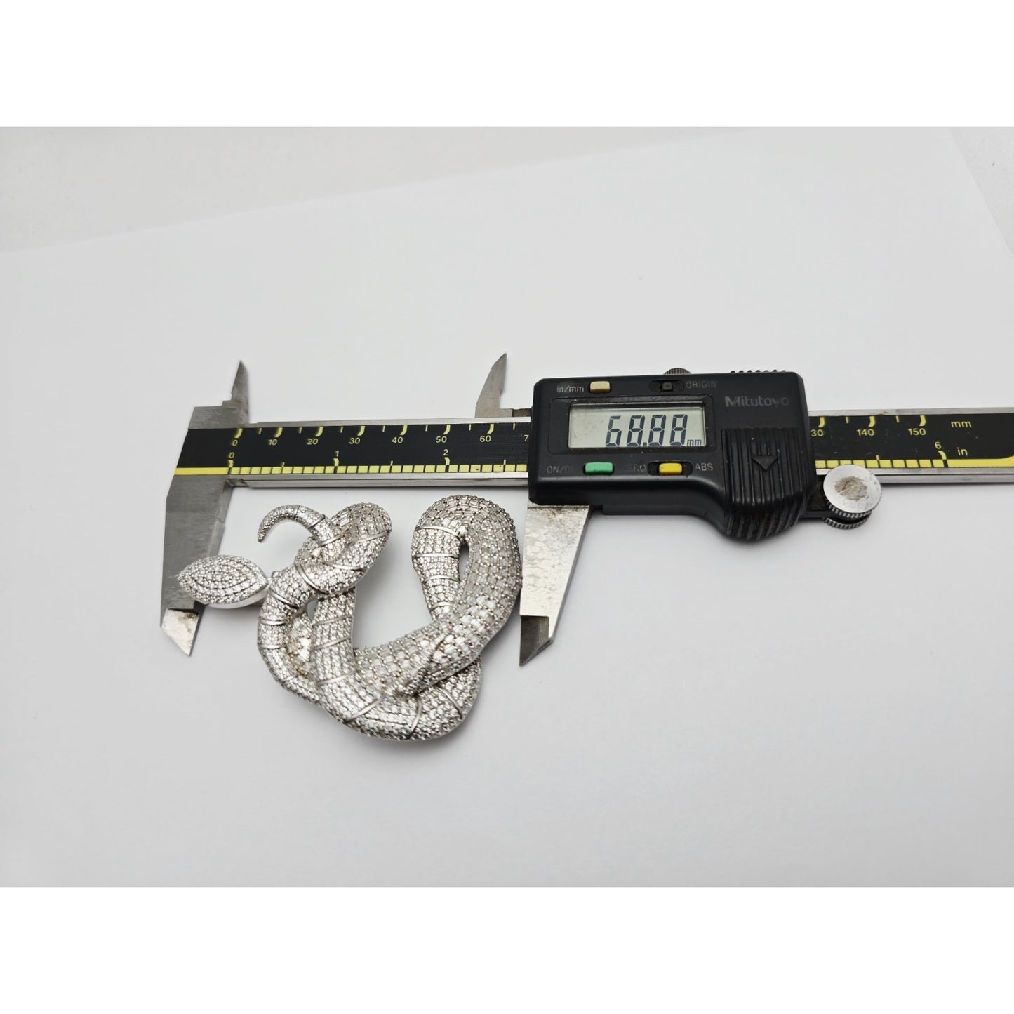 925 Sterling Silver Iced Out Moissanite Letter Initial "C" Snake Charm Pendant