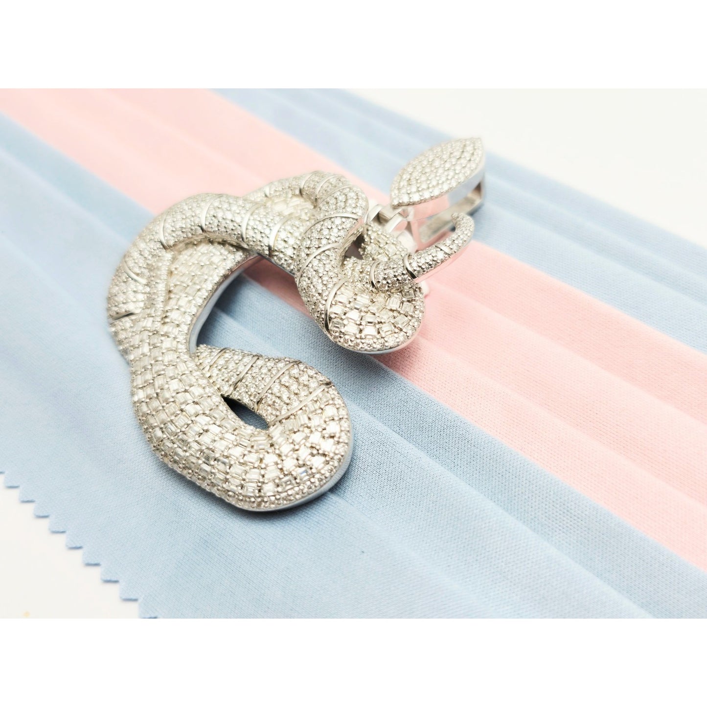 925 Sterling Silver Iced Out Moissanite Letter Initial "C" Snake Charm Pendant