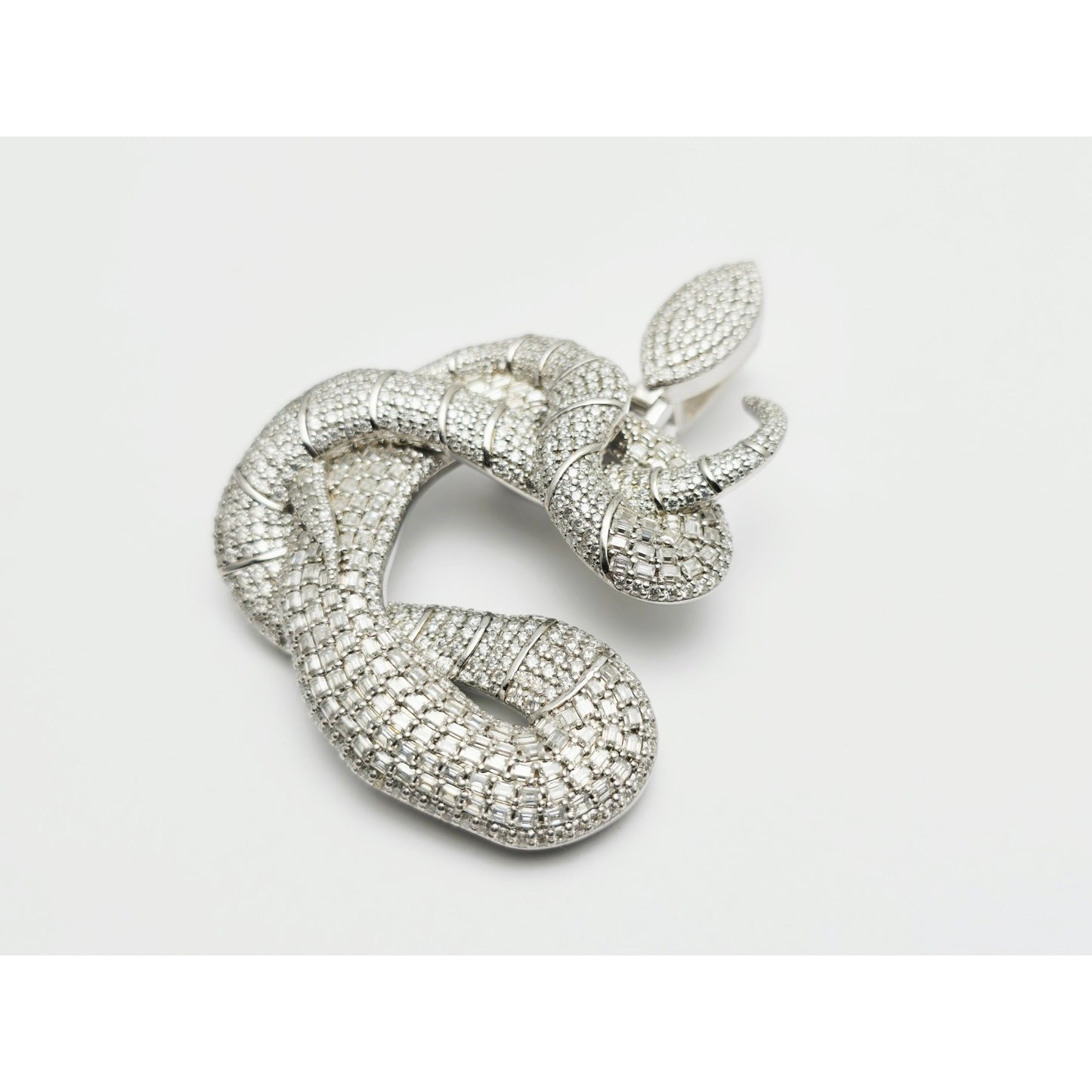 925 Sterling Silver Iced Out Moissanite Letter Initial "C" Snake Charm Pendant