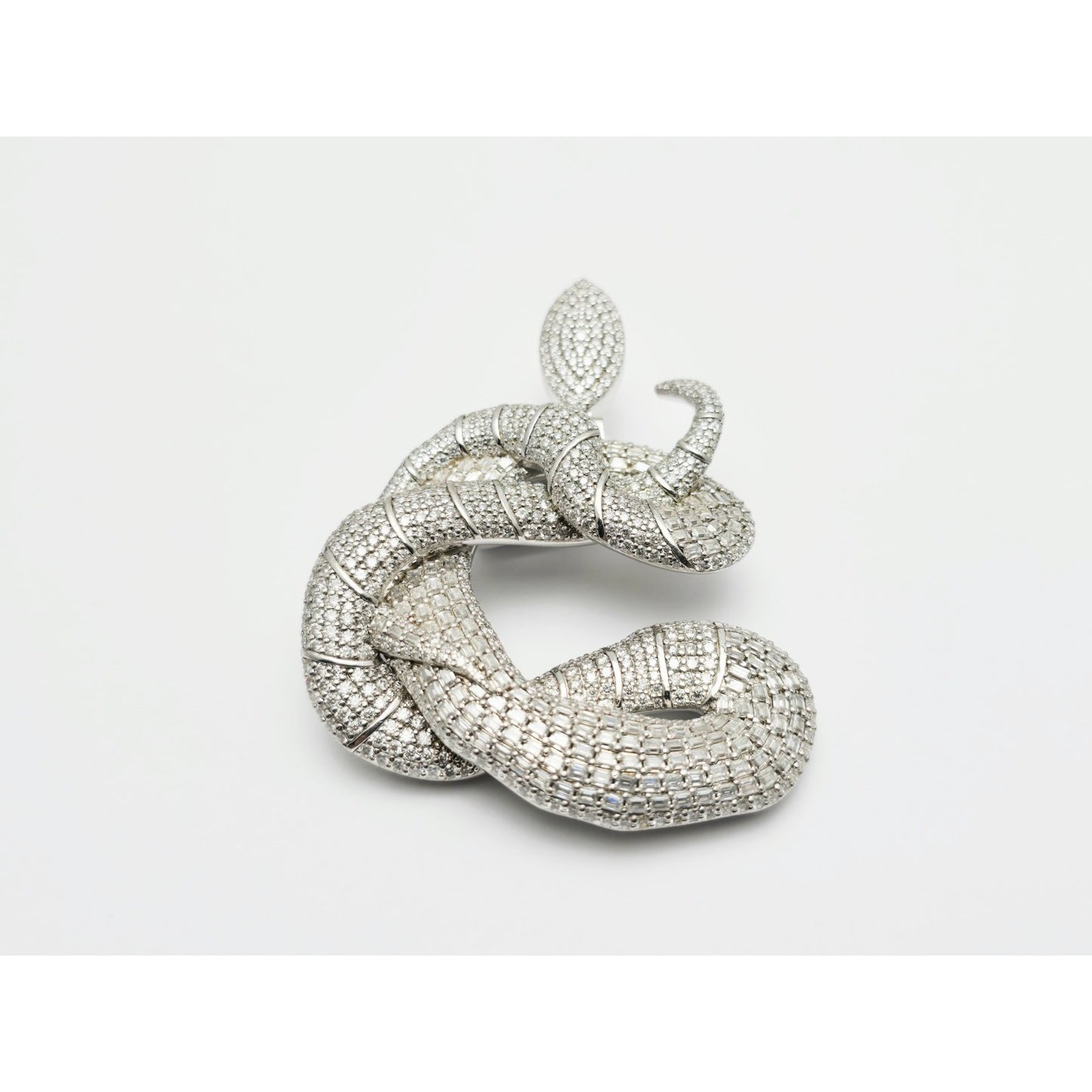 925 Sterling Silver Iced Out Moissanite Letter Initial "C" Snake Charm Pendant