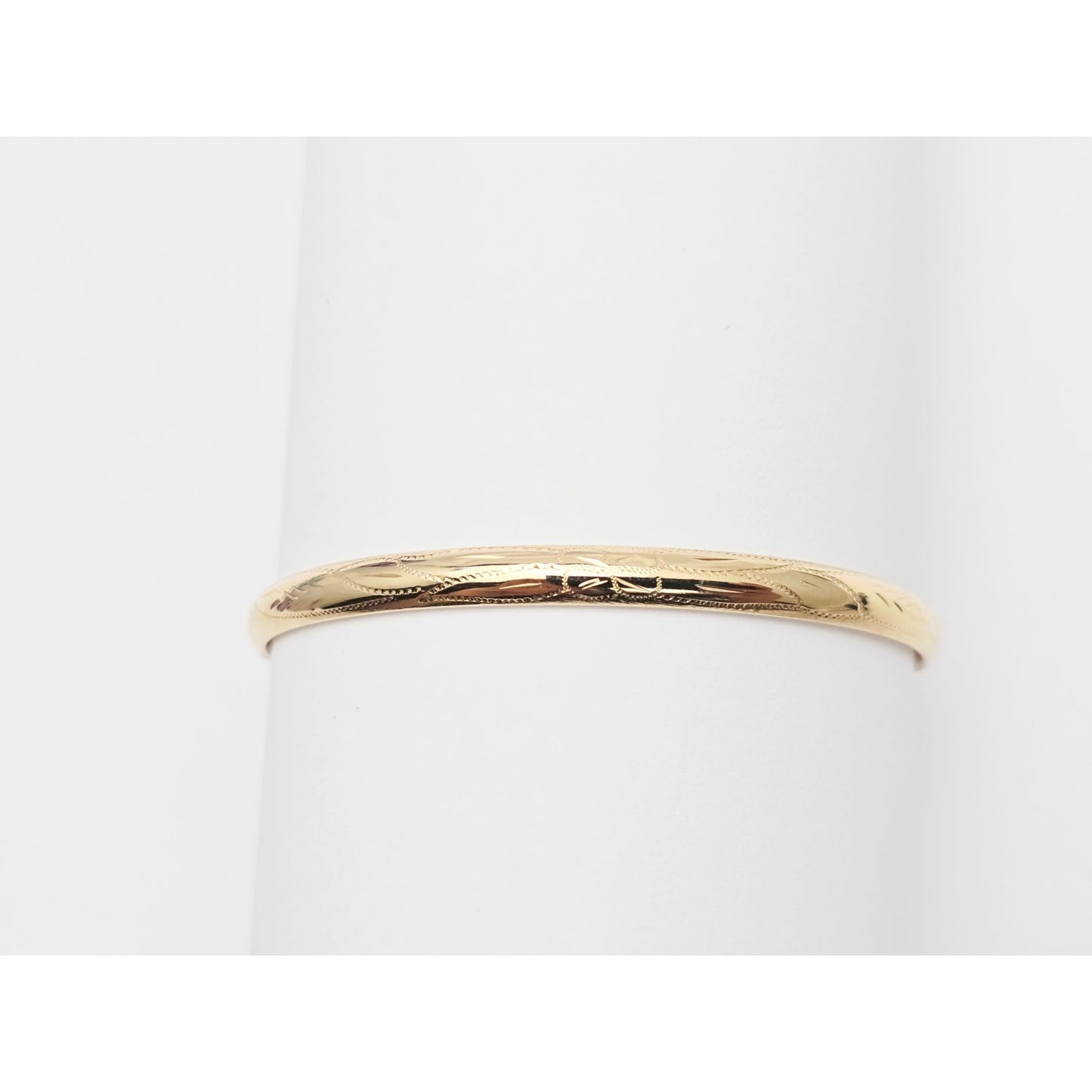 14K Yellow Gold Floral Engraved Bangle Bracelet