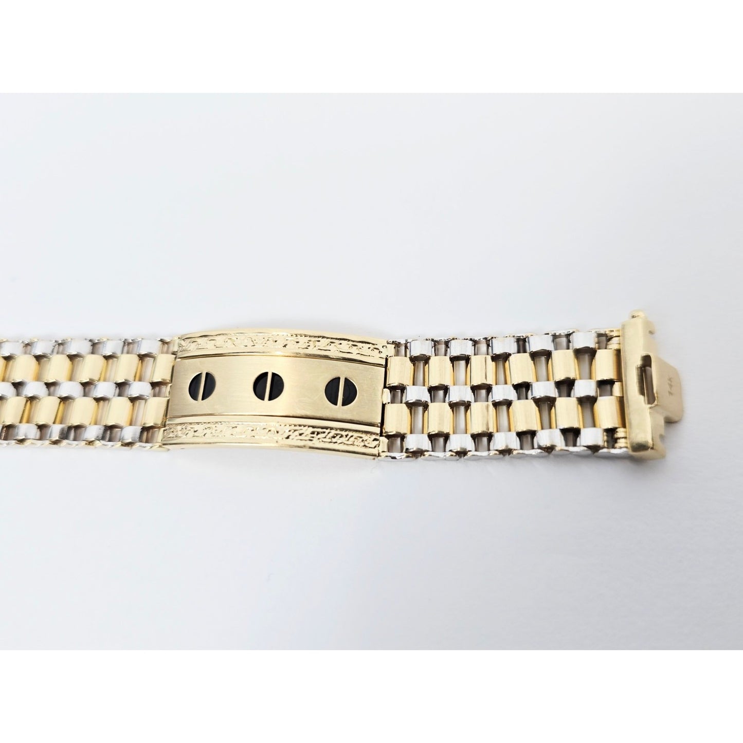 14K Two Tone Gold Rolex Style Enamel Link Bracelet