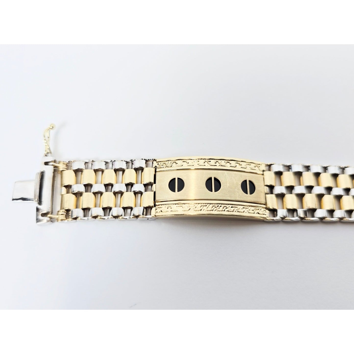14K Two Tone Gold Rolex Style Enamel Link Bracelet